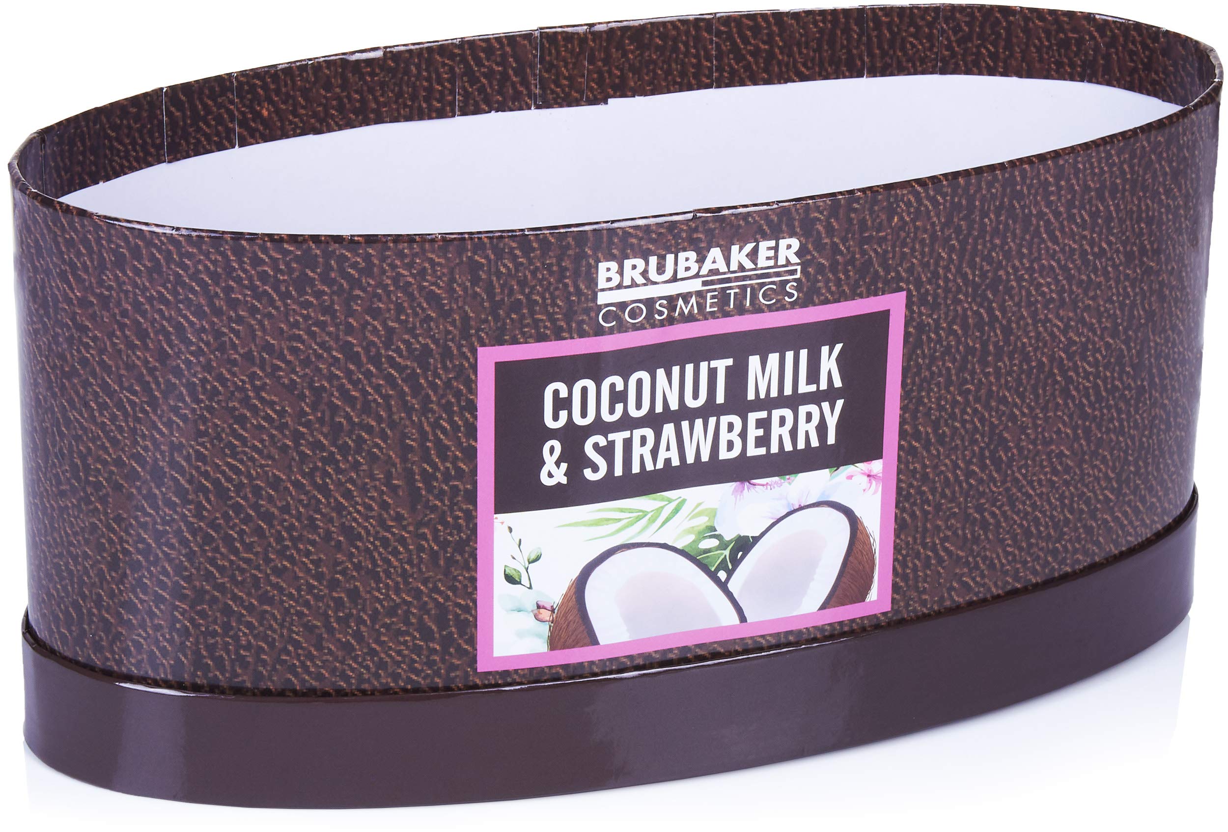 BRUBAKER Coconut Milk & Strawberry Scented Bath & Body Gift Set - 5 Piece Home Spa Basket with Body Lotion, Bath Bombs & More - Perfect for Relaxation, Self-Care Gifts & Pampering Sessions
