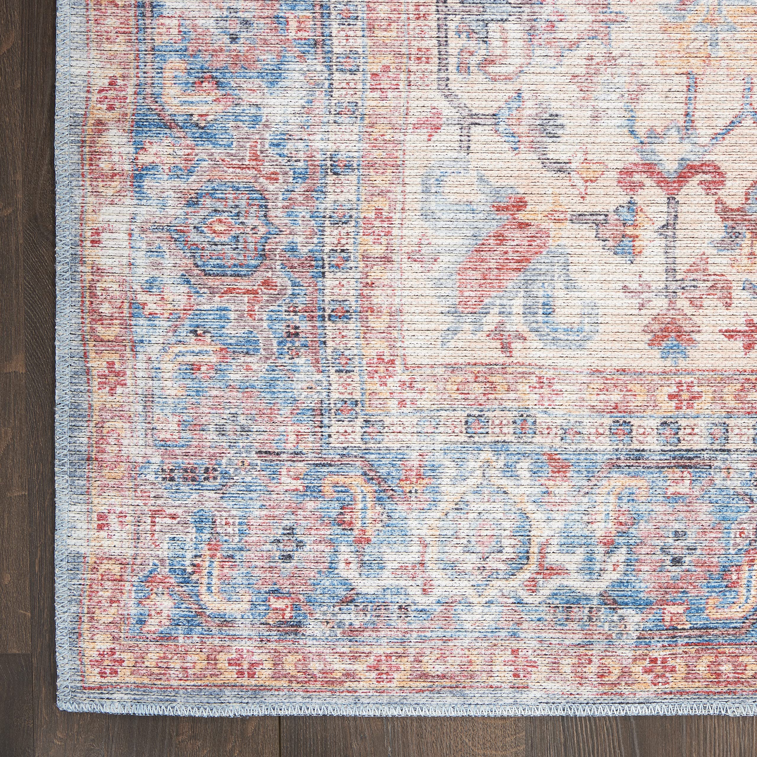 Nicole Curtis Bohemian Blue Area Rug 8x10 ft - Machine Washable, Non-Shedding, Easy to Clean - Perfect for Living Room, Bedroom, Dining Room & Kitchen Decor
