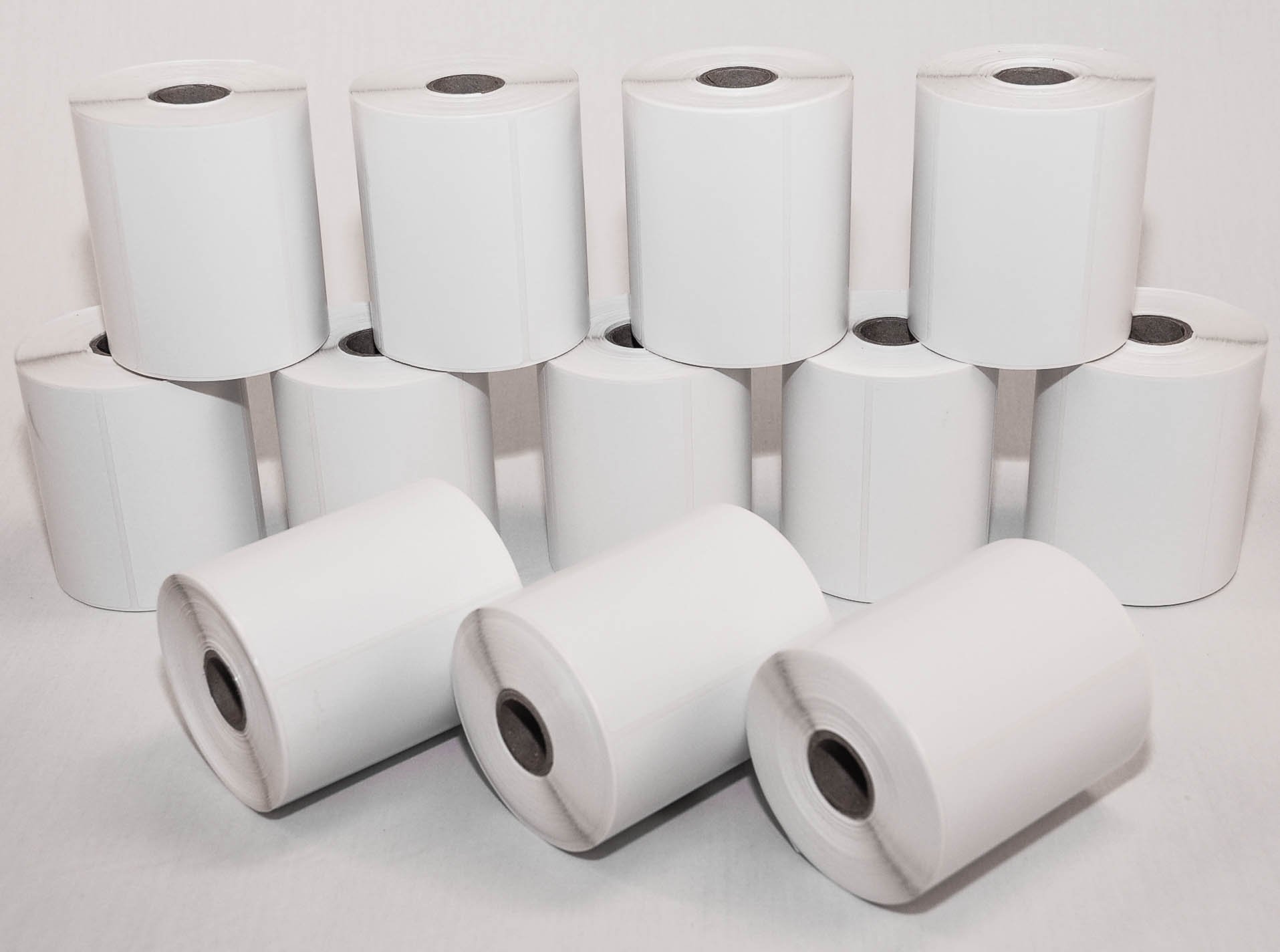 CompuLabel Direct Thermal Labels 4x2.5 Inch White Roll - Permanent Adhesive, Perforated, 575 Labels/Roll (12 Rolls/Carton) - Ideal for Shipping, Inventory & Barcode Labeling
