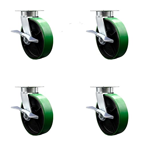 4 Swivel - Brakes & Bolt on Swivel Locks - Green