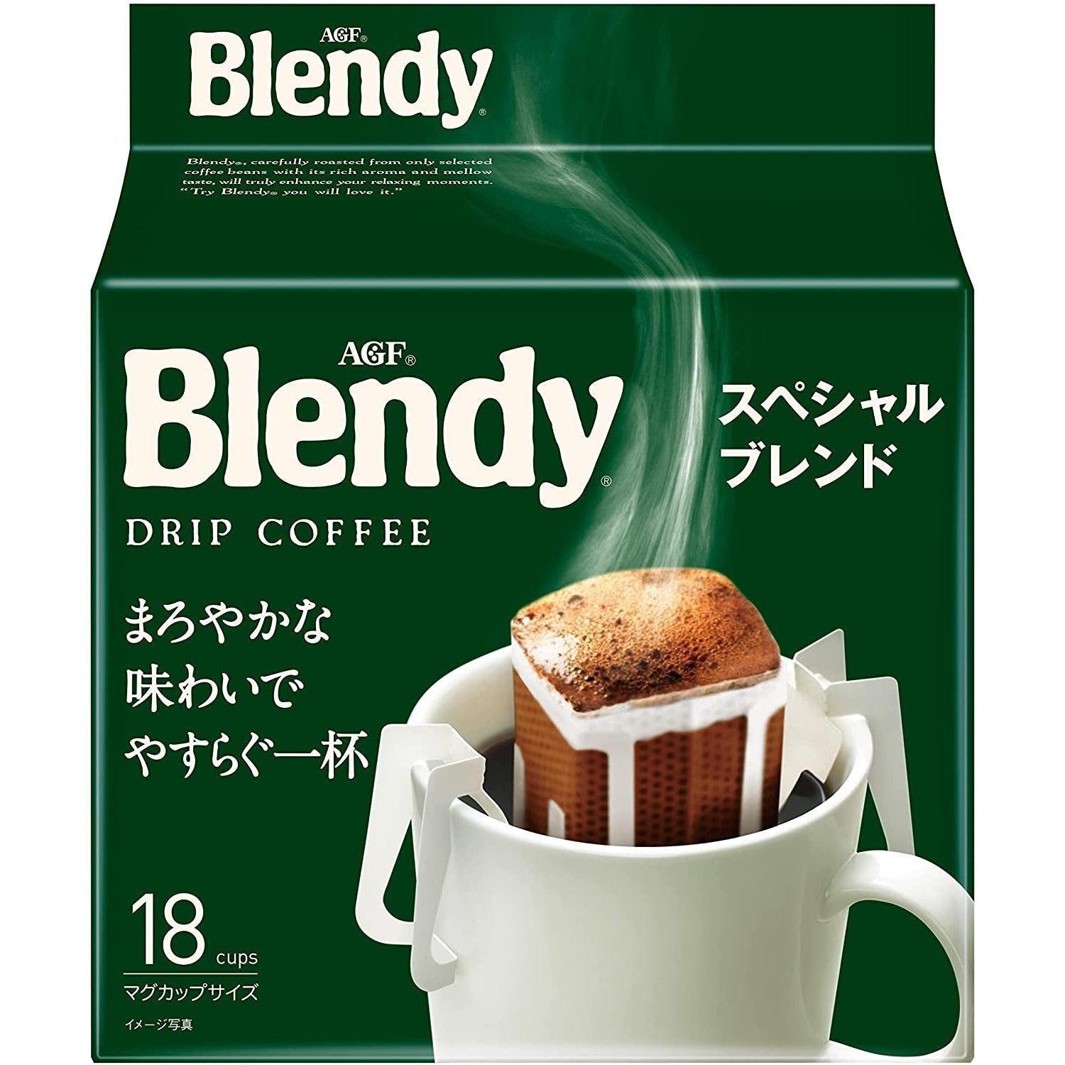 AGF Blendy Drip Coffee Special Blend - 18 Bags of Premium Japanese Instant Coffee for Home, Office & Travel | Rich Flavor & Easy Brewing