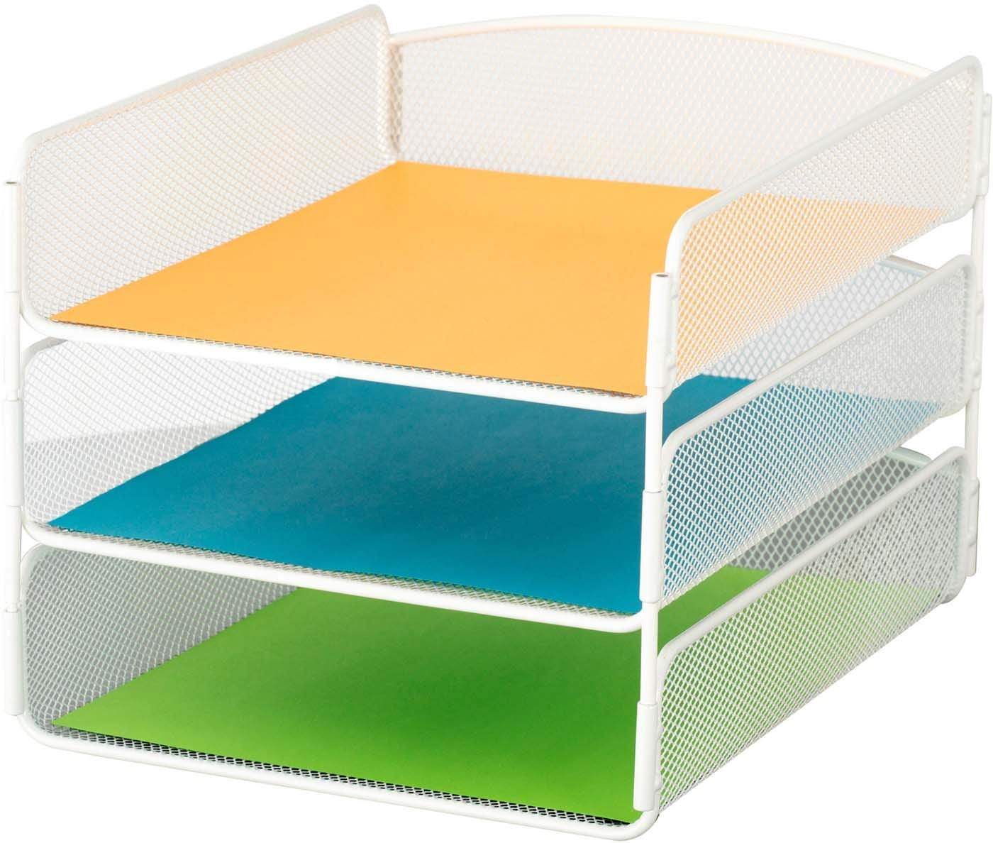 Onyx™ Triple Tray Mesh Desk Organizer - Office Supplies for Pens, Paper Clips & Staples | Perfect for Home Office, School & Workspace Organization