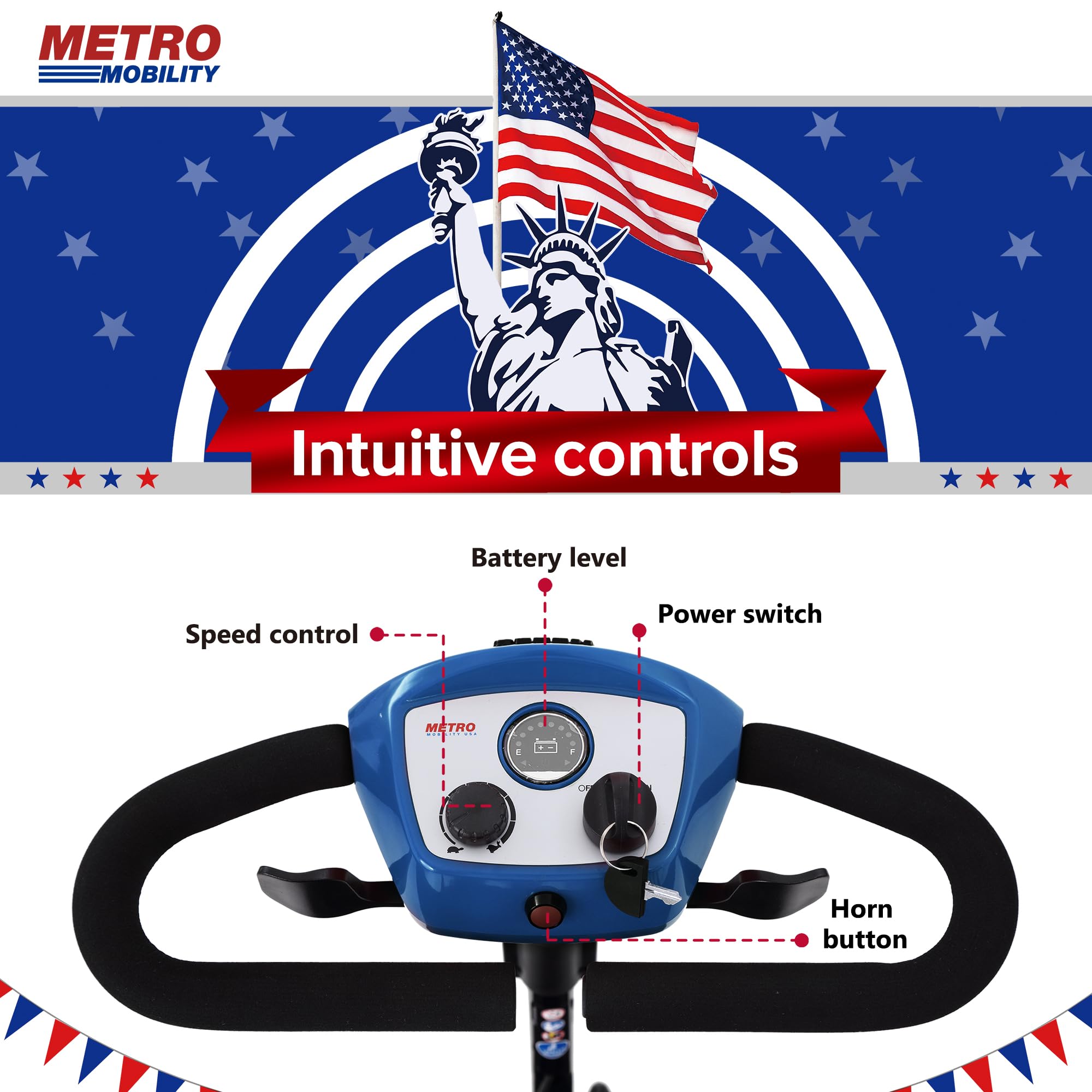 4 Wheel Folding Mobility Scooter for Adults & Seniors - Electric Powered Medical Scooter Wheelchair - Compact Heavy Duty Travel Scooter (Light Blue) - Ideal for Airports, Shopping Malls & Outdoor Activities