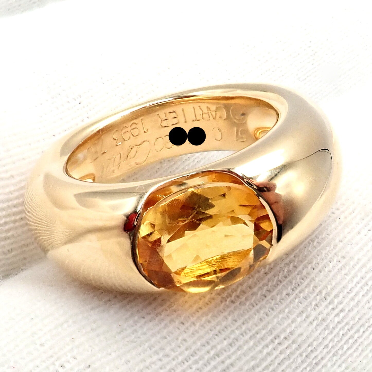 Authentic Cartier 18K Yellow Gold Citrine Wide Large Ellipse Band Ring Size 5.5 - Luxury Jewelry for Women, Perfect for Weddings, Anniversaries & Special Occasions