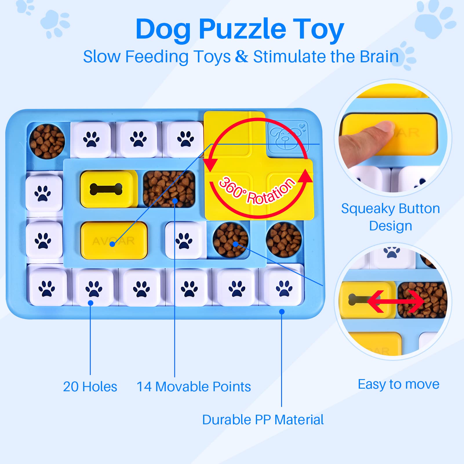 Interactive Dog Puzzle Toys for Large, Medium & Small Dogs - Squeaky Mental Stimulation Toys for Smart Puppies & Adult Dogs - Training Enrichment Toys for Indoor Play, Crate Time & Anxiety Relief