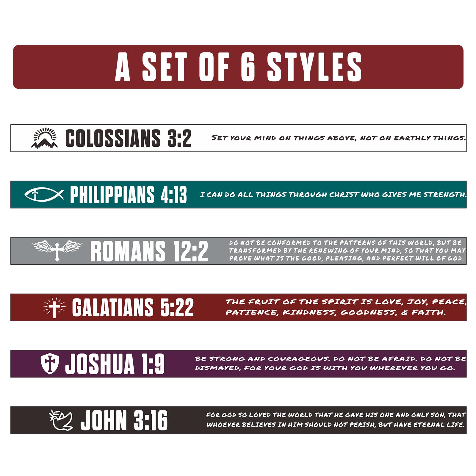 6 Pack Christian Bible Verse Silicone Wristbands - Inspirational Faith Rubber Bracelets with Scripture - Religious Jewelry Gifts for Men & Women - Jesus Bracelet for Church, Bible Study & Daily Encouragement