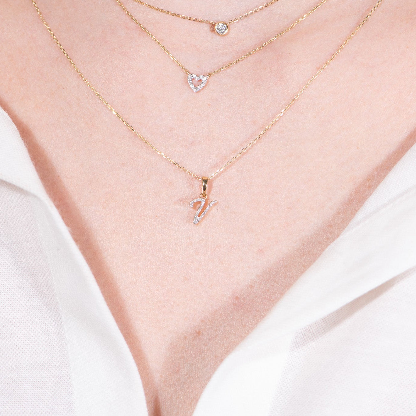 14K White Gold Cursive Diamond Initial Necklace - Personalized Name Pendant for Women, Elegant Monogram Jewelry Gift for Her | Perfect for Birthdays, Anniversaries & Special Occasions