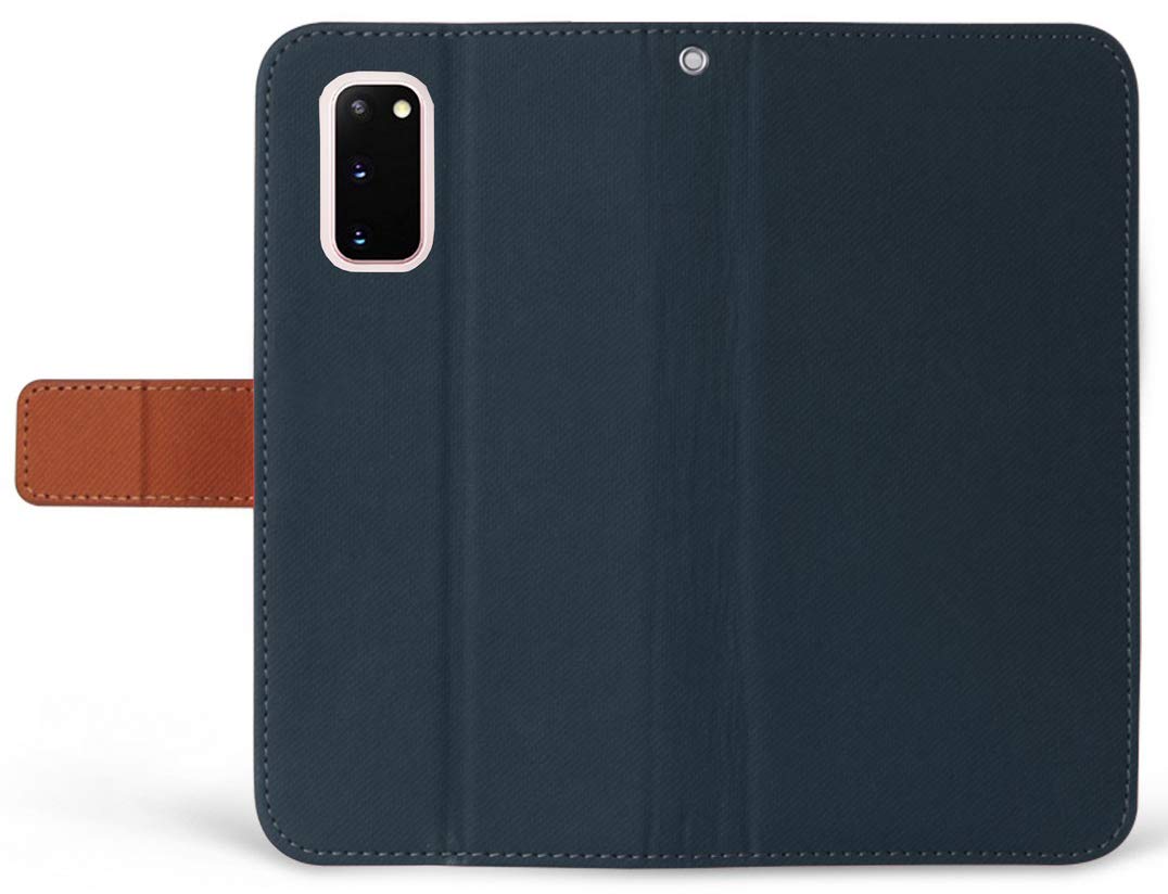 Galaxy S20 Wallet Case with Card Slot & Stand - Navy Blue/Brown for Work & Travel