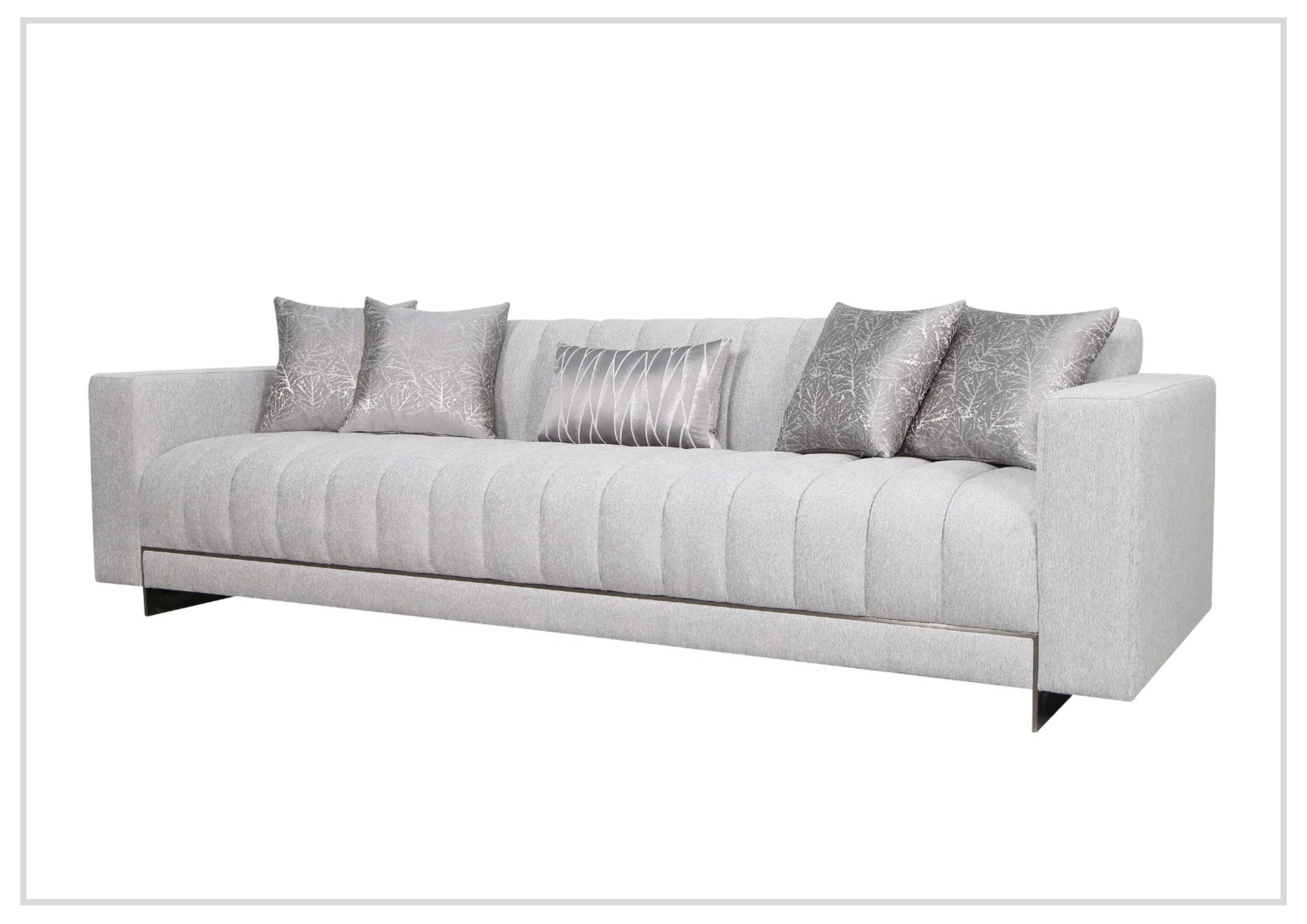 Klaussner Talento 3-Seater Sofa - Gray Tufted Fabric Sectional Couch with Track Arms for Living Room, Lounge & Home Theater Comfort