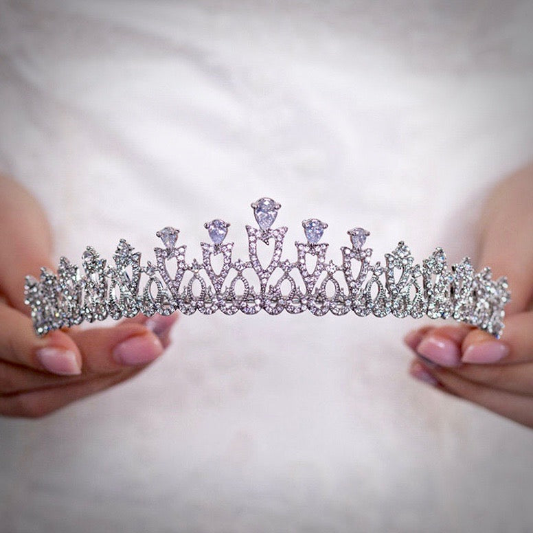 Karyssa Silver Cubic Zirconia Bridal Tiara - Elegant Wedding Crown for Bride, Bridesmaids & Prom | Perfect for Weddings, Pageants & Special Occasions