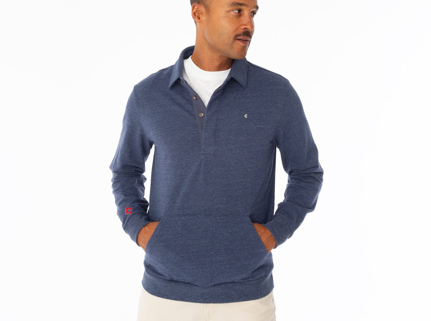MLB Players Collared Sweatshirt for Men - Heather Navy Pullover Hoodie for Casual Wear & Sports Fans
