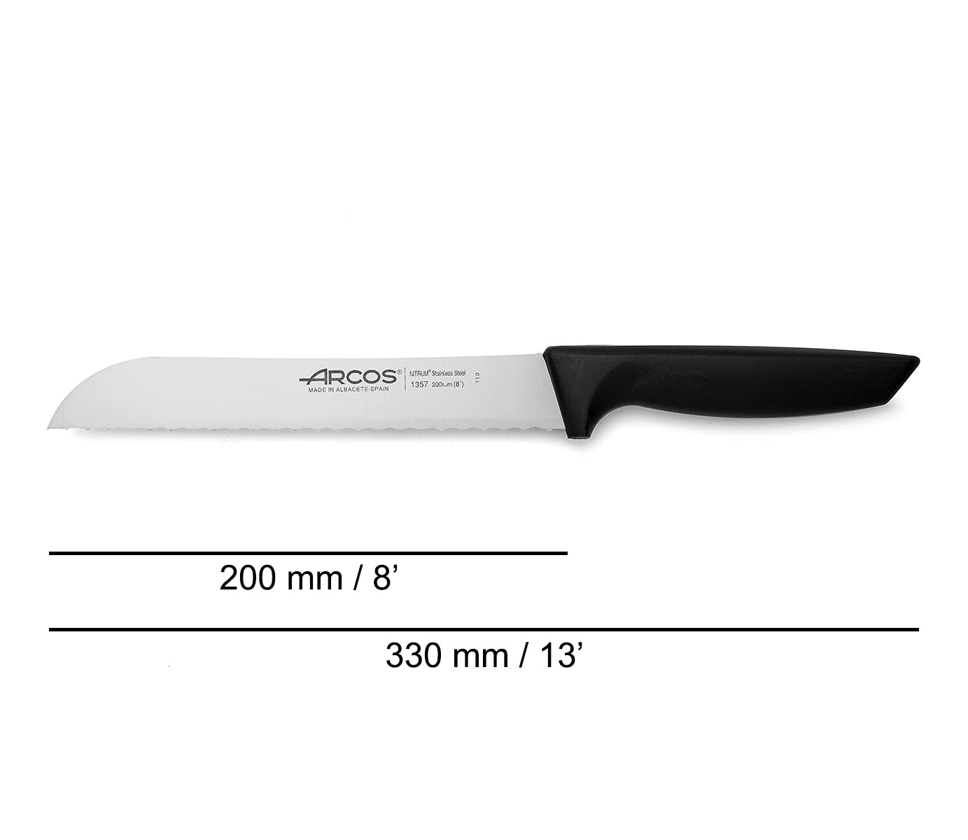 Arcos Niza 8 Inch (200mm) Professional Bread Knife - Perfect for Slicing Baguettes, Sourdough & Artisan Loaves