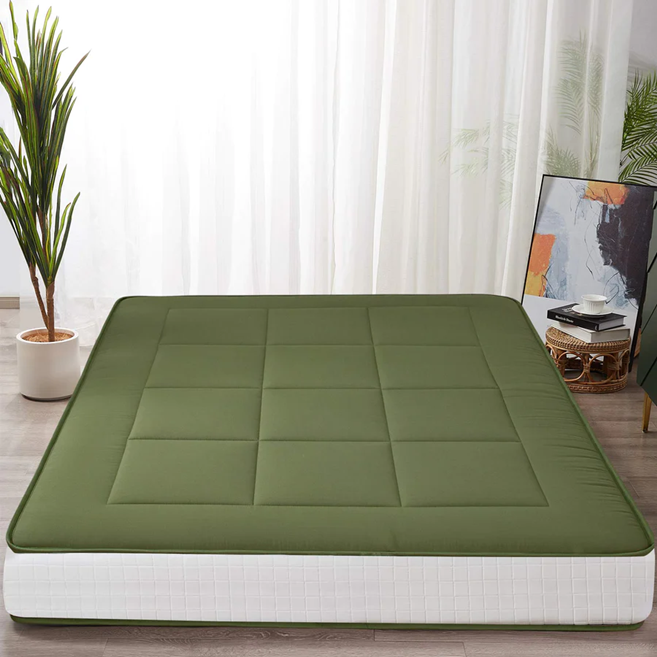 MAXYOYO Padded Japanese Floor Mattress - Green Foldable Roll Up Futon Mattress for Bedroom, Guest Room & Travel | Comfortable Floor Sleeping & Lounging