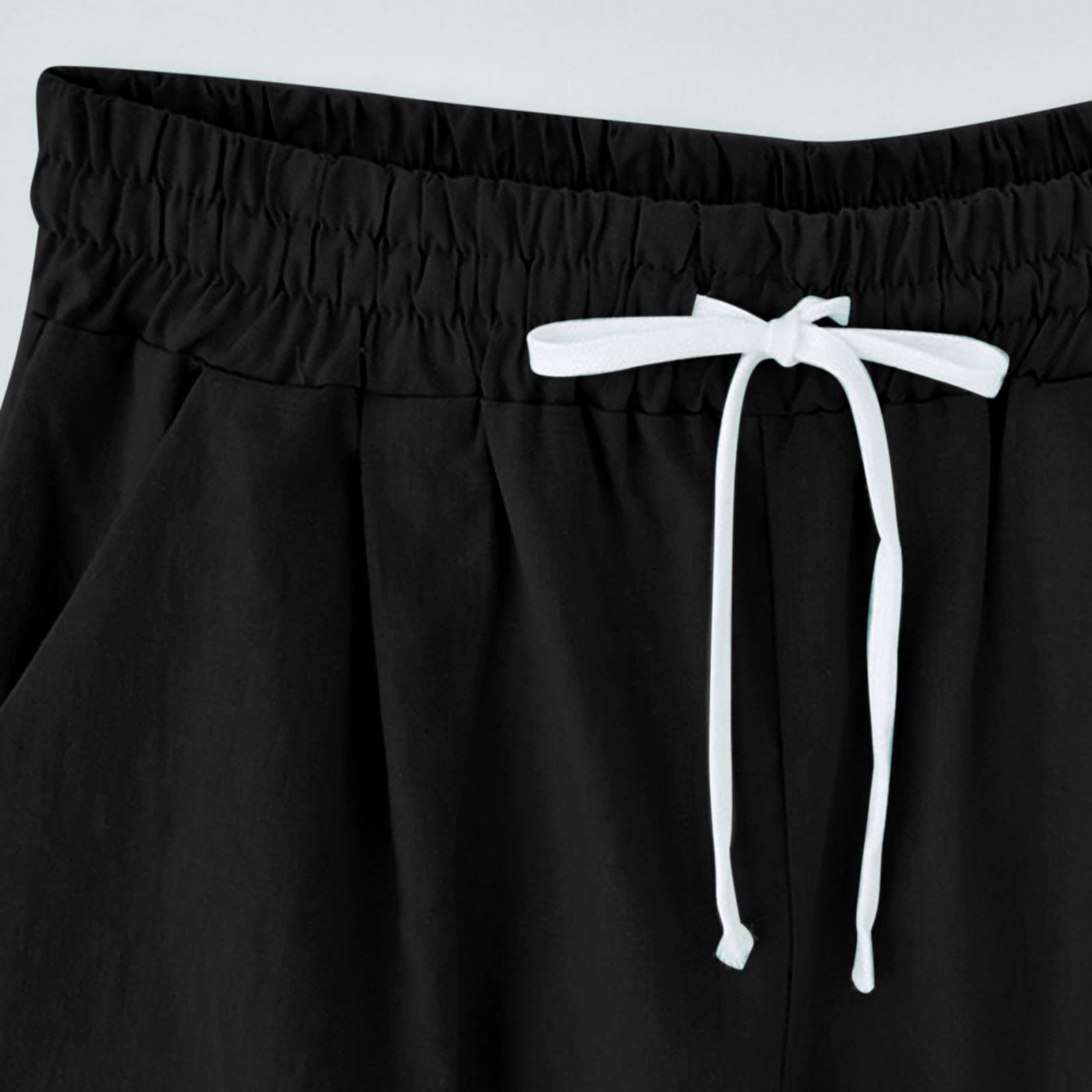 Women's Cotton Linen High Waist Bermuda Shorts with Pockets - Casual & Business Wear