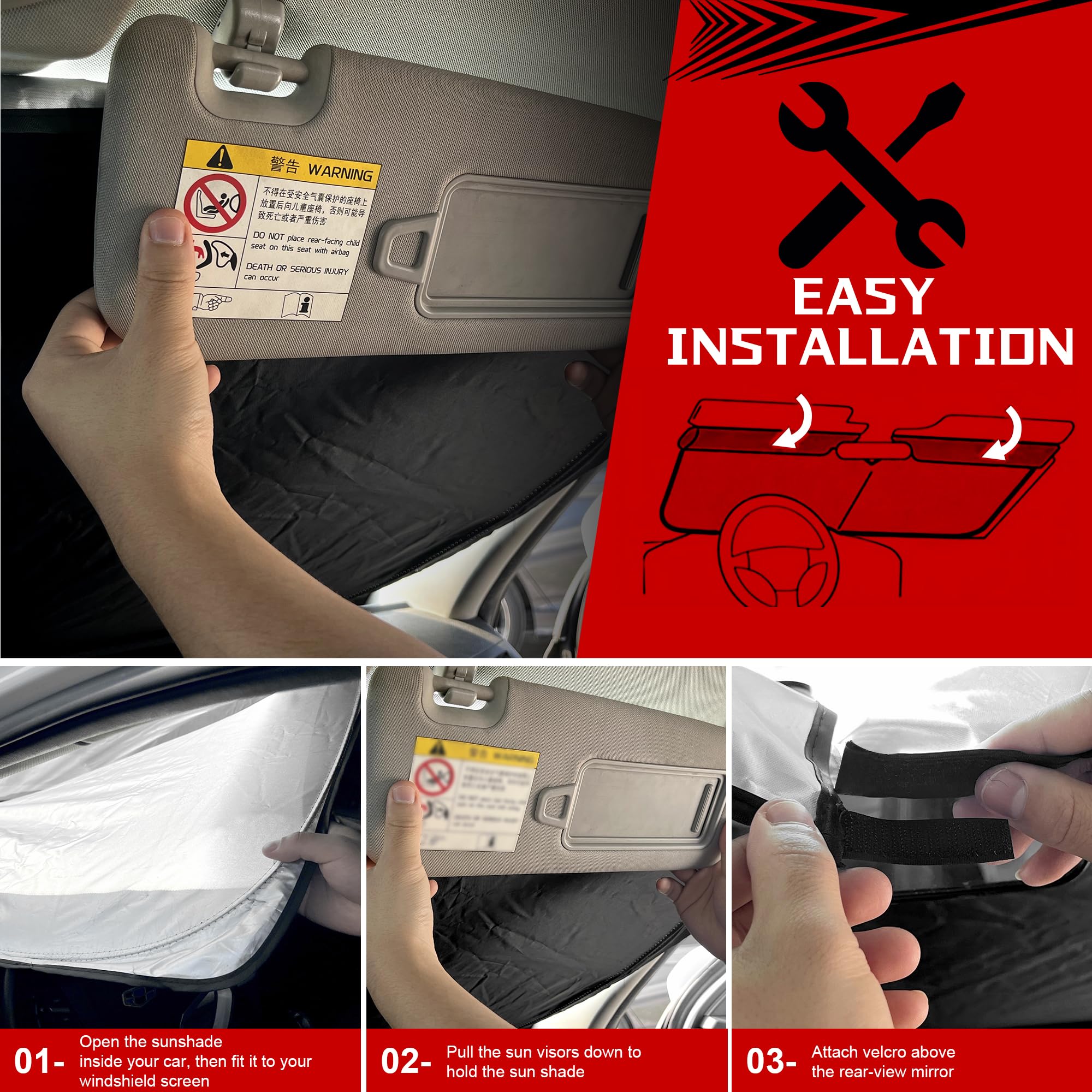 **Custom Fit Windshield Sun Shade for Honda Accord Sedan 2018-2025 | Foldable Car Sunshade Blocks 99% UV Rays & Heat | Automotive Interior Protector for Parking & Outdoor Use**