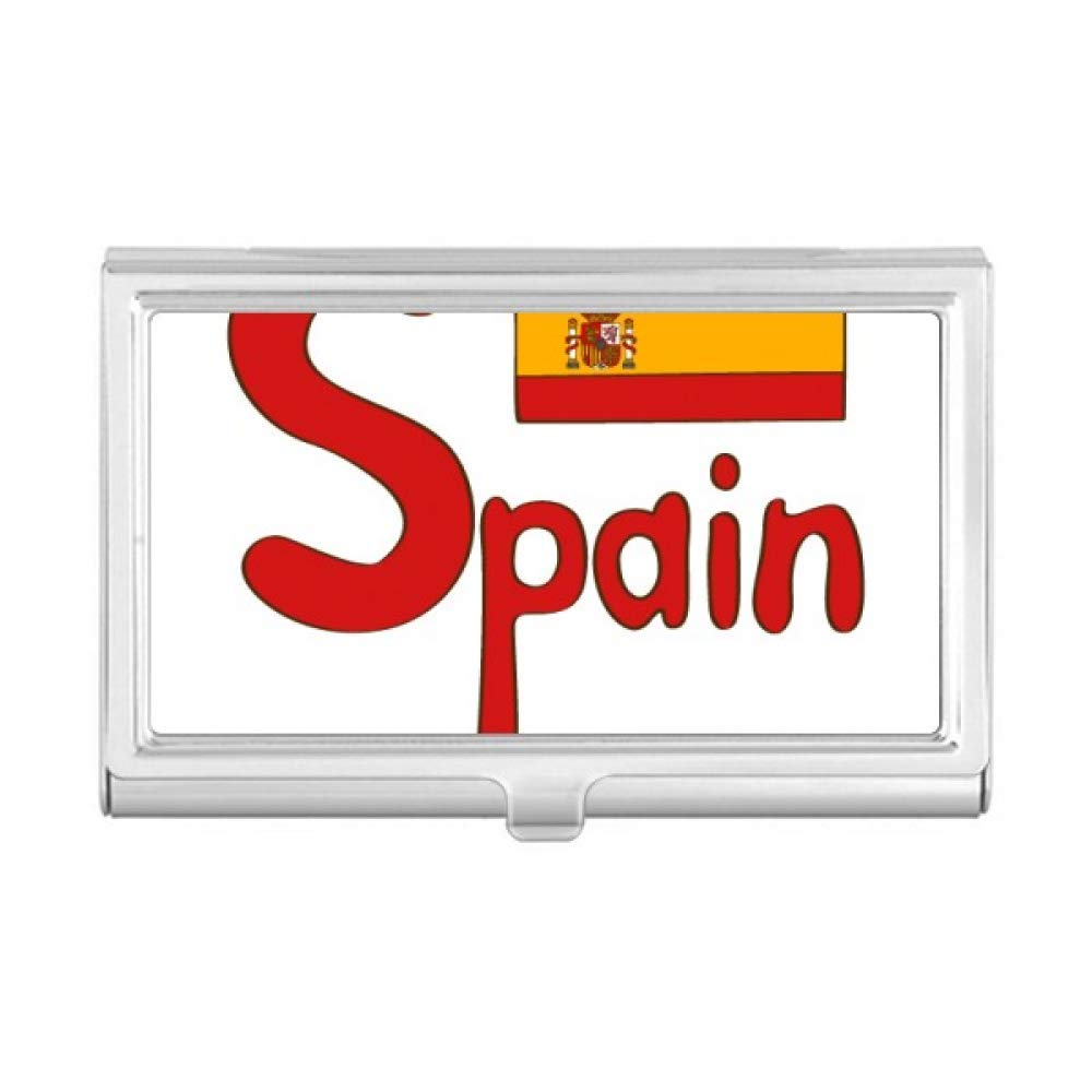 Spain National Flag Red Pattern Business Card Holder - Stylish Leather Wallet Case for Business Cards & Credit Cards - Perfect for Office, Meetings, and Professional Networking