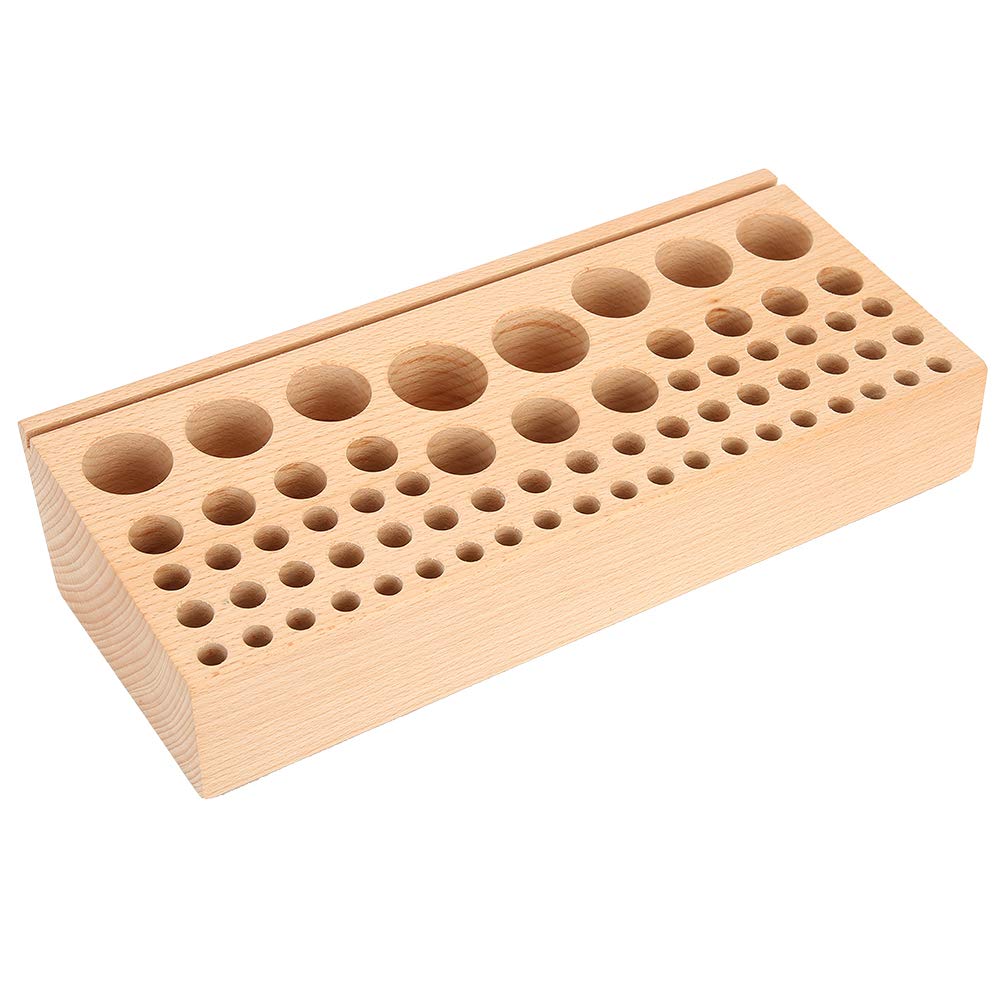 68 Holes Leather Craft Tool Organizer - Beech Wood Drill Stand for DIY Leatherworking, Modeling & 3D Printing Tools - Perfect for Workshop & Craft Room Organization