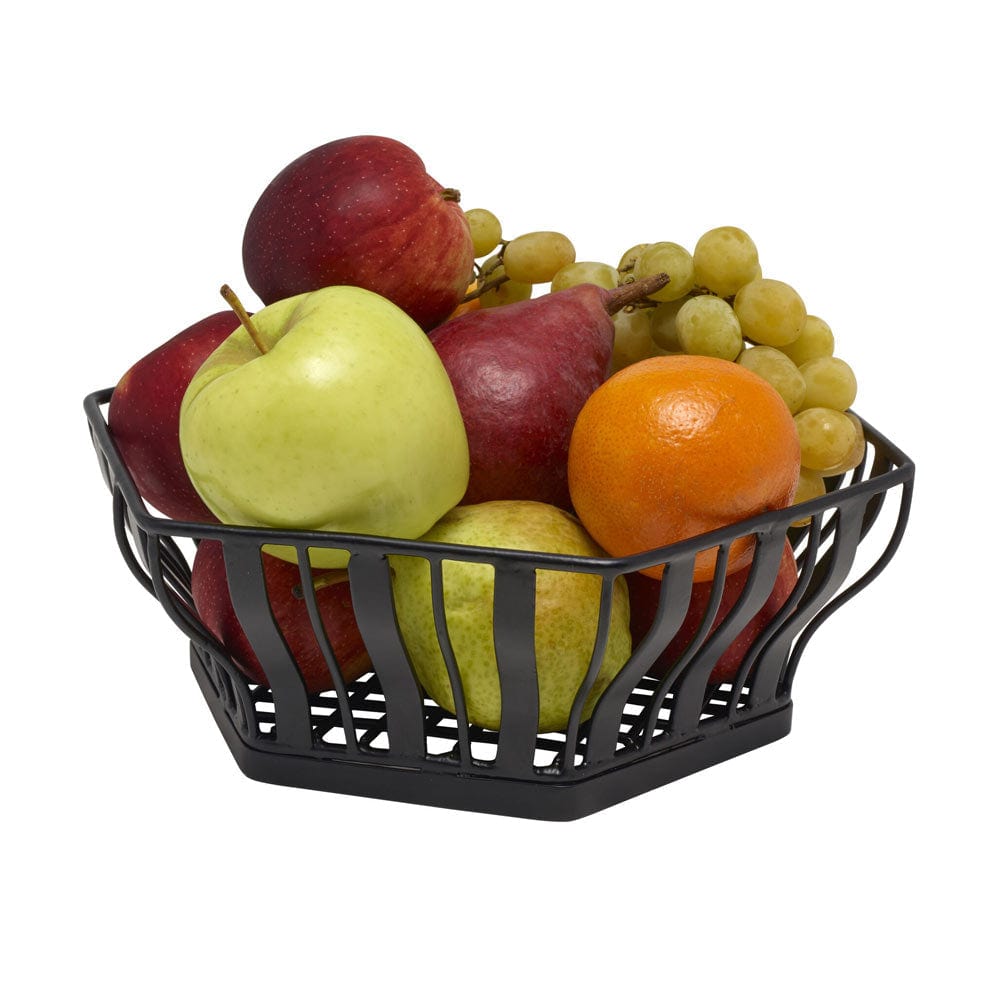 Hexagon Fruit Basket - Natural Rattan Storage Bin for Fresh Produce, Kitchen Countertop & Dining Table Decor - Perfect for Organizing Fruits, Vegetables, and Home Decor