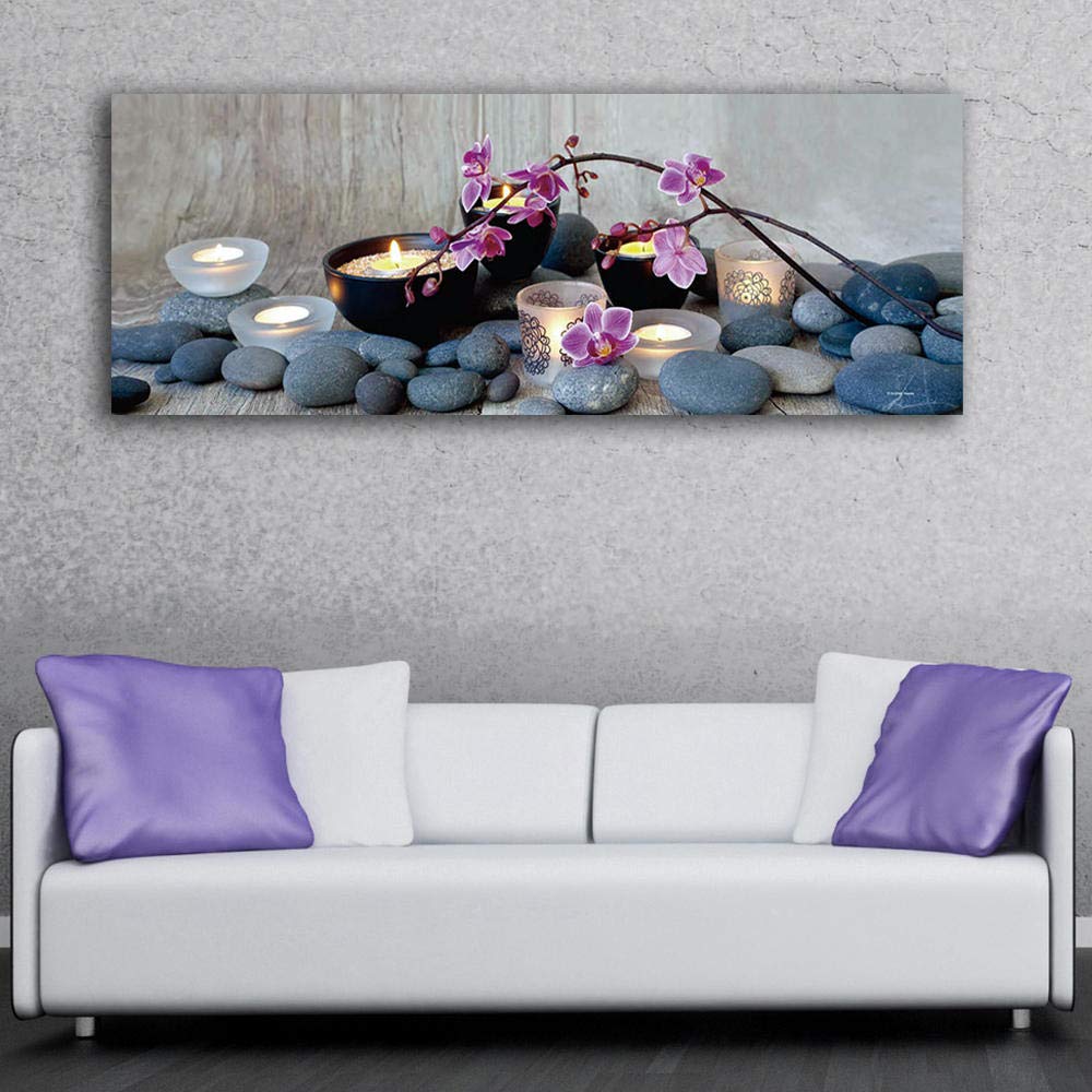 5D Diamond Painting Kit - Orchid Candles Zen Rhinestone Embroidery DIY Craft with Square Drills (70x200cm) for Home Decor, Wall Art & Relaxation Therapy