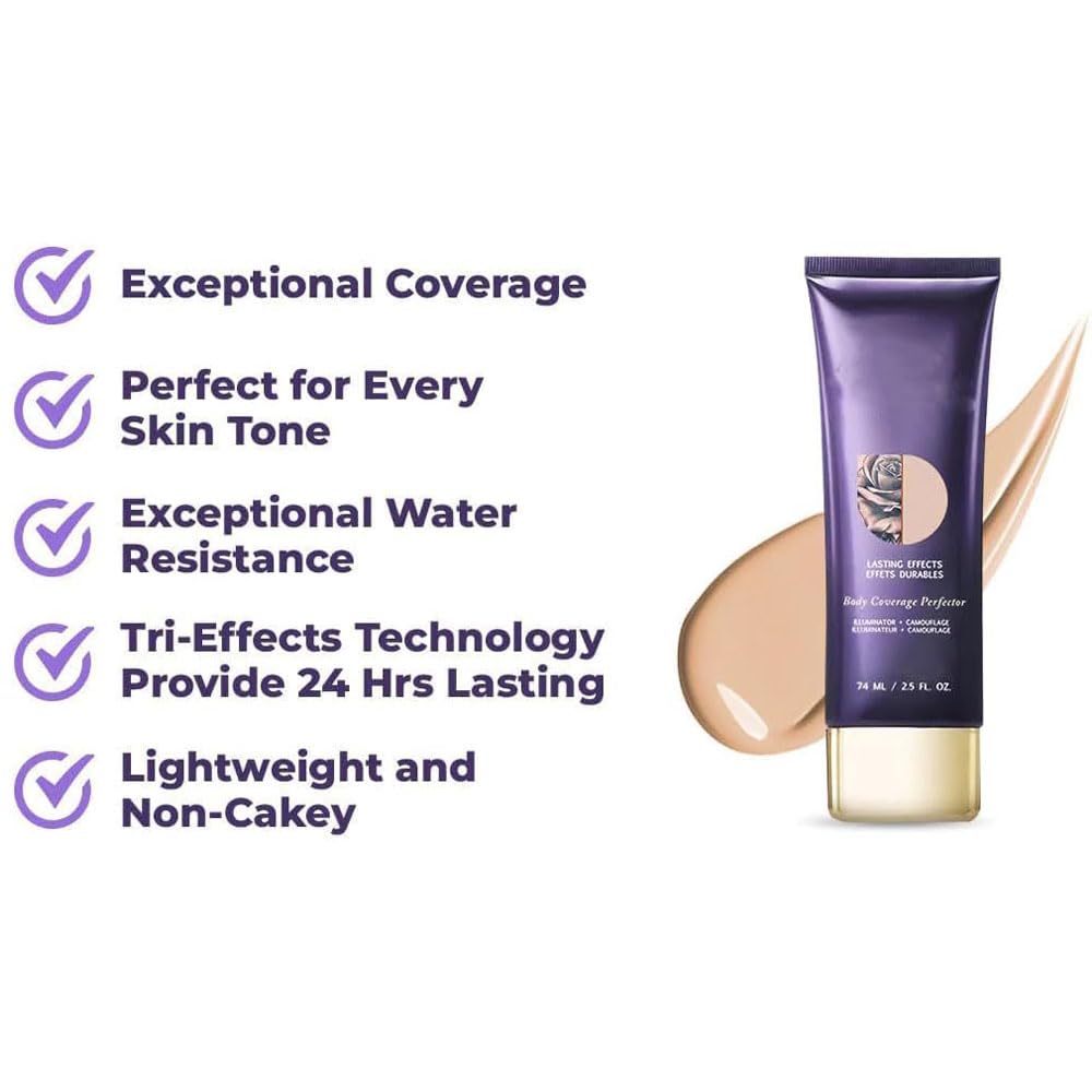 Full Coverage Body Concealer Lotion - Tattoo Cover Up, Scar Concealer, Long Lasting & Waterproof Foundation (1pc) for Flawless Skin at Weddings, Photos & Everyday Wear
