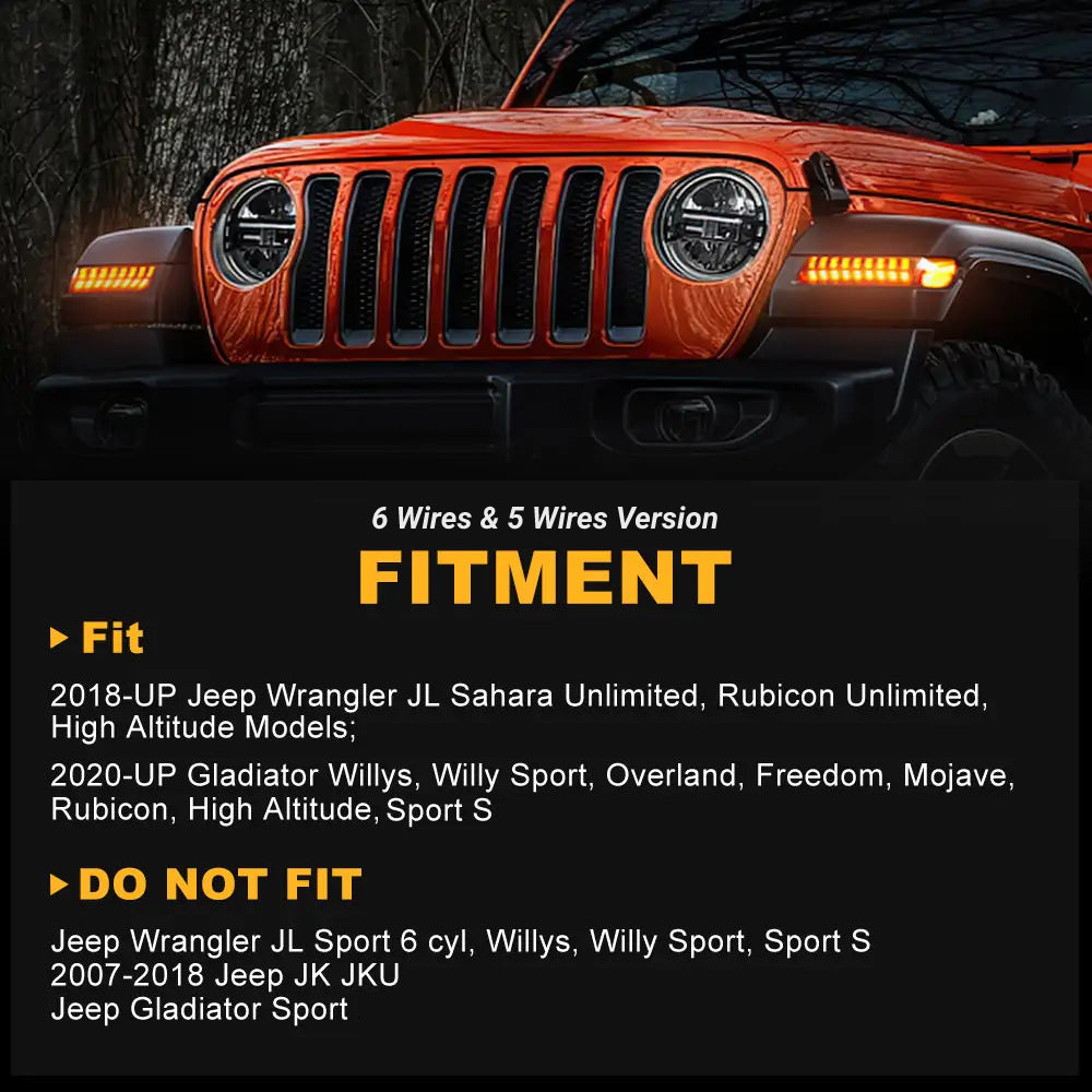 LOYO Jeep JL LED Fender Lights with LED Side Marker Lights - Waterproof Off-Road Lighting for Wrangler JK JL Accessories - Perfect for Night Driving & Off-Road Adventures