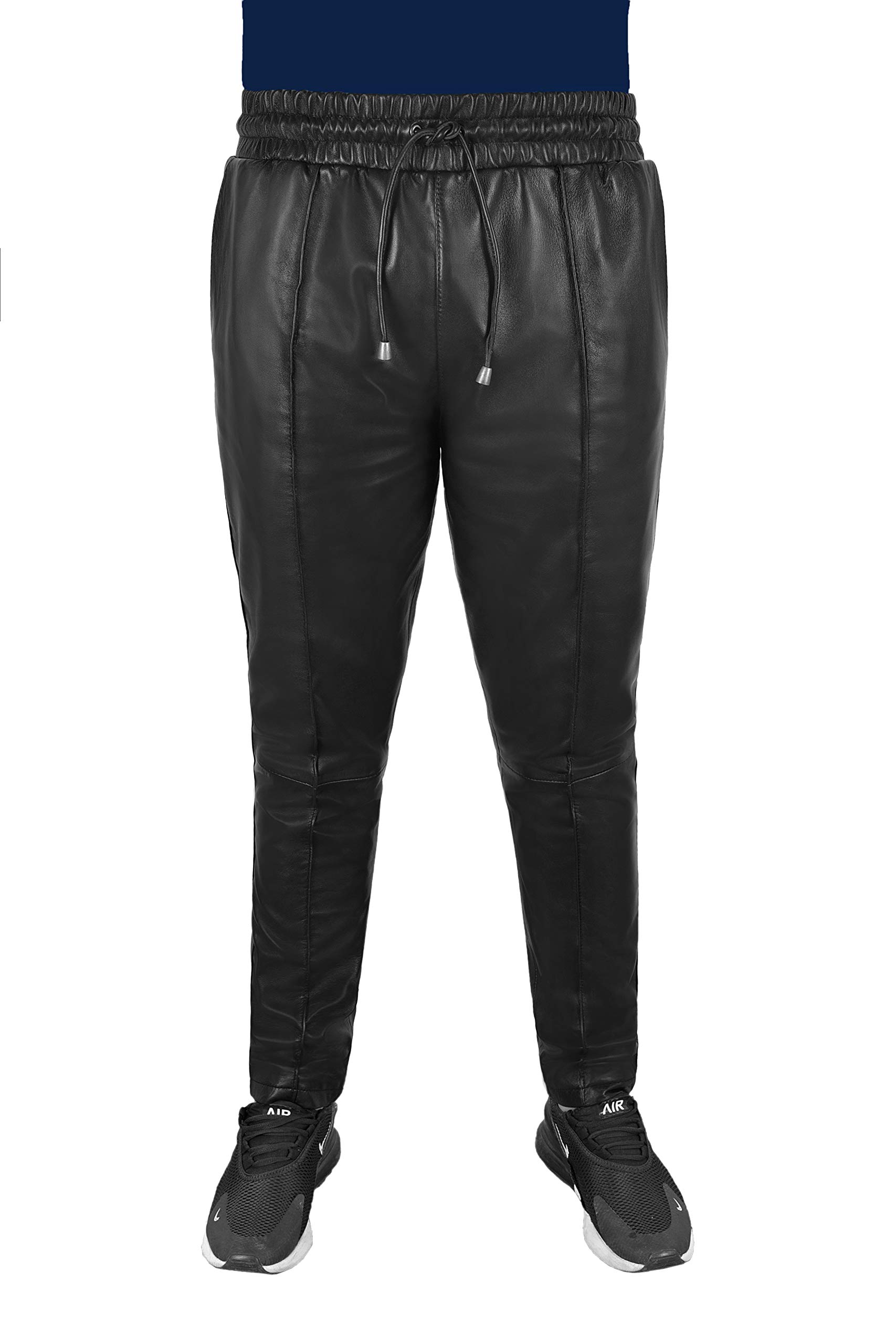 Premium Men's Slim Fit Jogger Pants - Soft Lambskin Leather Jogging Bottoms for Casual & Athletic Wear | Style 1073 | Perfect for Gym, Lounge & Street Fashion