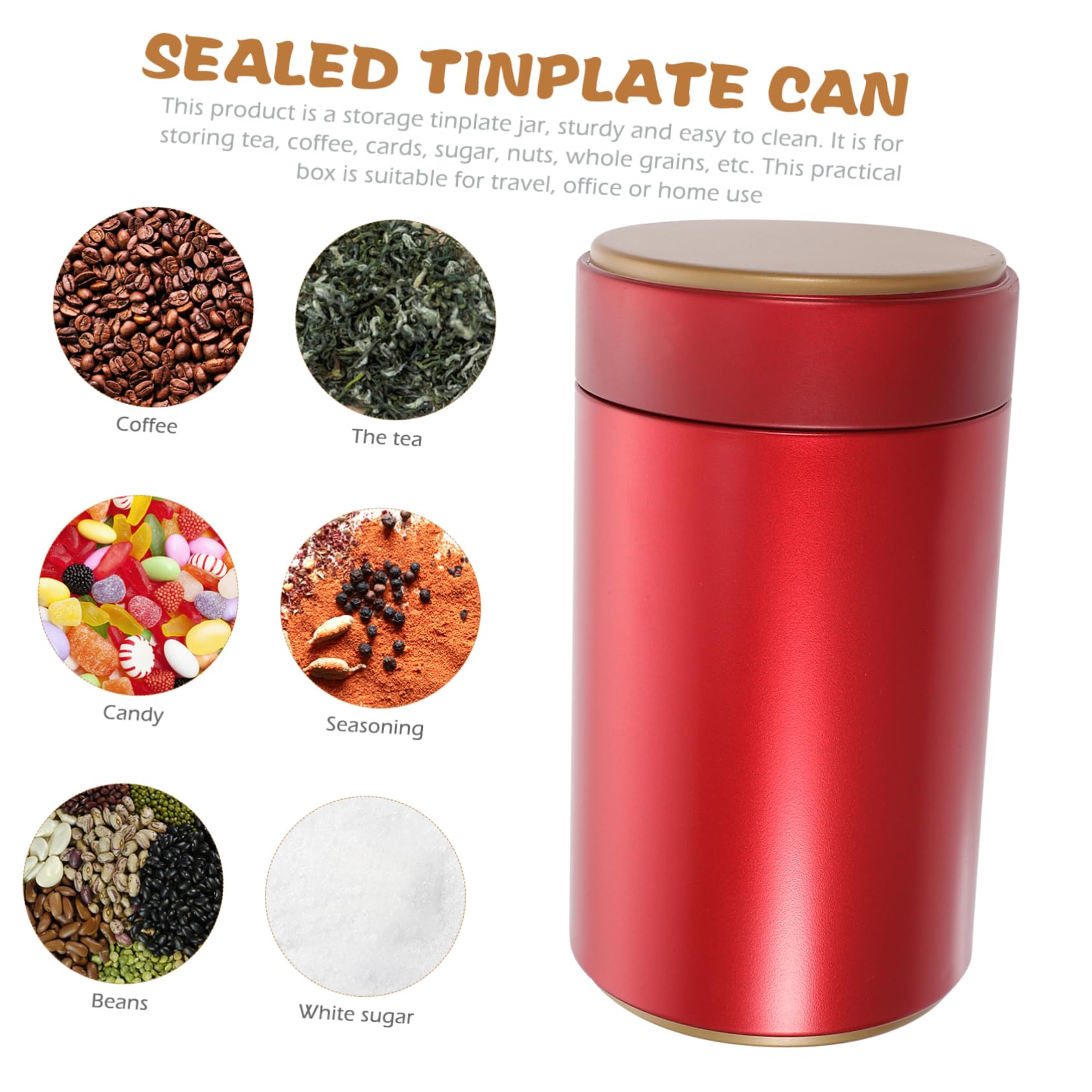 3-Piece Airtight Tea Tin Canisters Set - Small Kitchen Storage Containers for Tea, Coffee, Sugar & Loose Leaf (Red, 160ml) - Perfect for Pantry Organization & Gift Giving