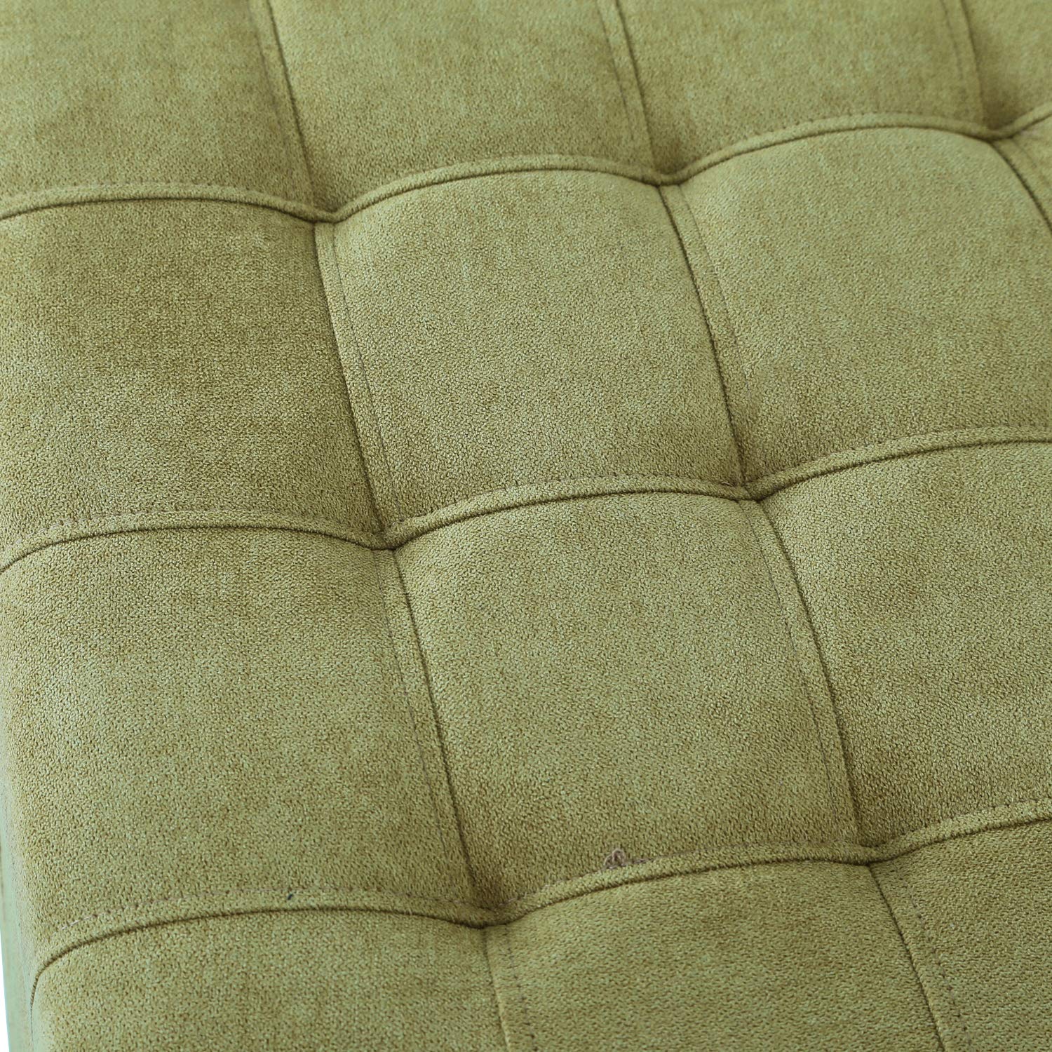 ASENSE Linen Upholstered Storage Ottoman Bench with Tufted Lift Top & Solid Wood Legs - Green Rectangle Footstool for Living Room, Bedroom, and Entryway Storage Solutions