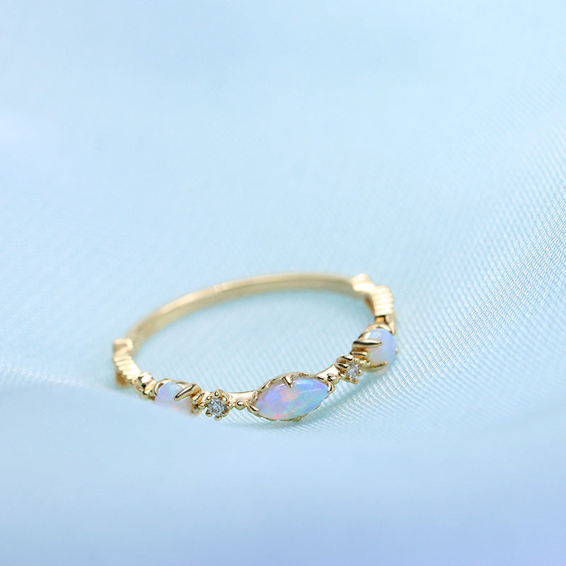 14K Gold Opal Lace Ring - Elegant Libra Birthstone Jewelry for Women | Perfect Gift for Birthday, Anniversary & Special Occasions