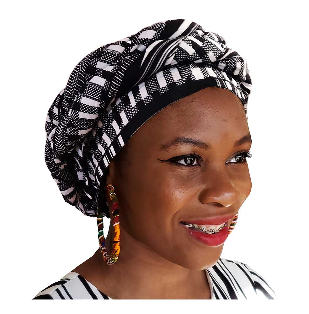 African Print Kente Modupe Pre-Tied Headwrap Hat DPB0795PT - Perfect for Weddings, Cultural Events & Fashion Accessories