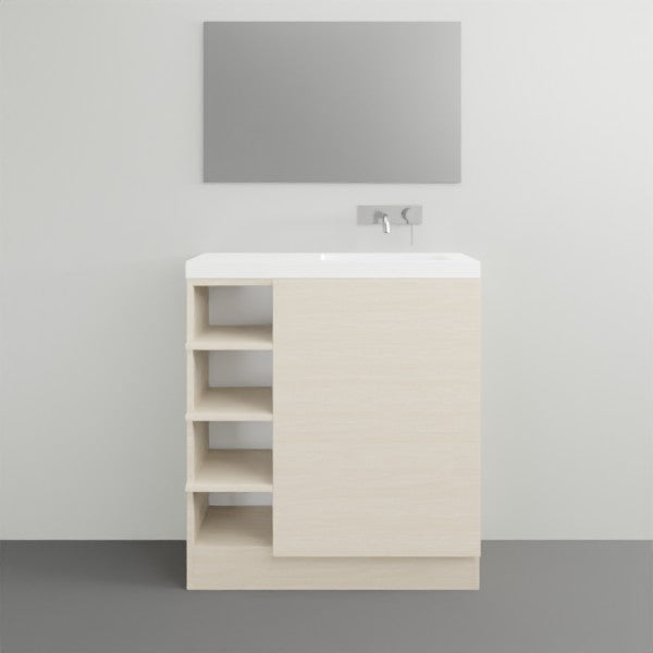 ADP Petite Shelf Vanity with Kickboard - Compact Bathroom Storage Organizer for Small Spaces, Perfect for Makeup & Skincare Essentials | Ideal for Apartments, Dorms & Powder Rooms