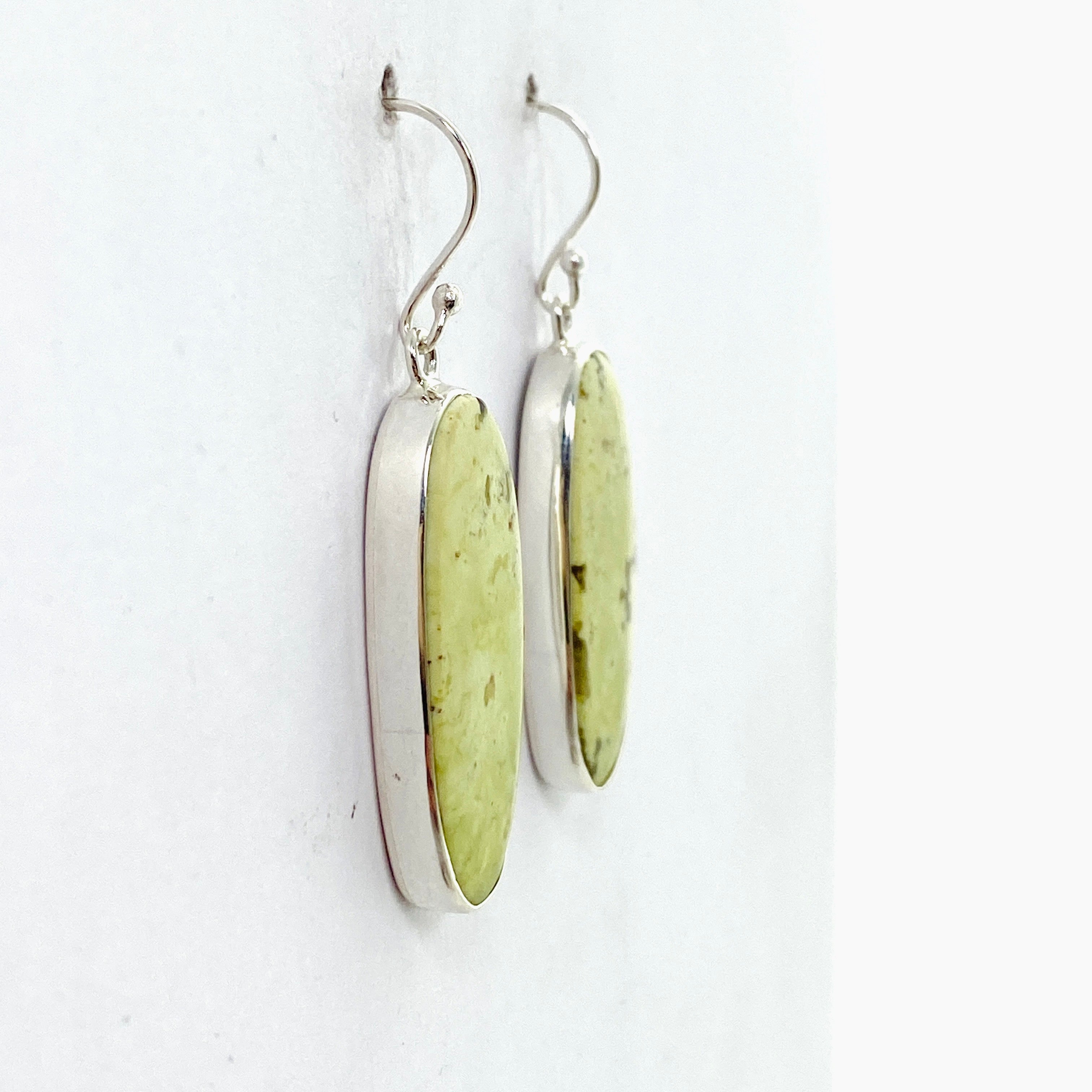 Natural Green Opal Oval Cabochon Earrings for Women - Handmade Sterling Silver Dangle Earrings - Elegant Jewelry Gift for Birthday, Anniversary & Special Occasions