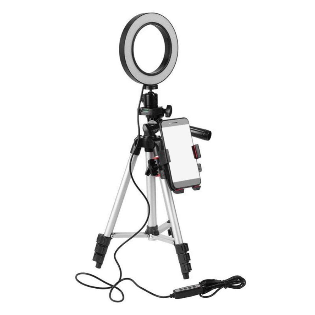 Hemobllo Live Stream Phone Holder with LED Ring Light - Adjustable Tripod Stand for Makeup, Selfie, and Video Calls - Perfect for TikTok, YouTube & Instagram Content Creation