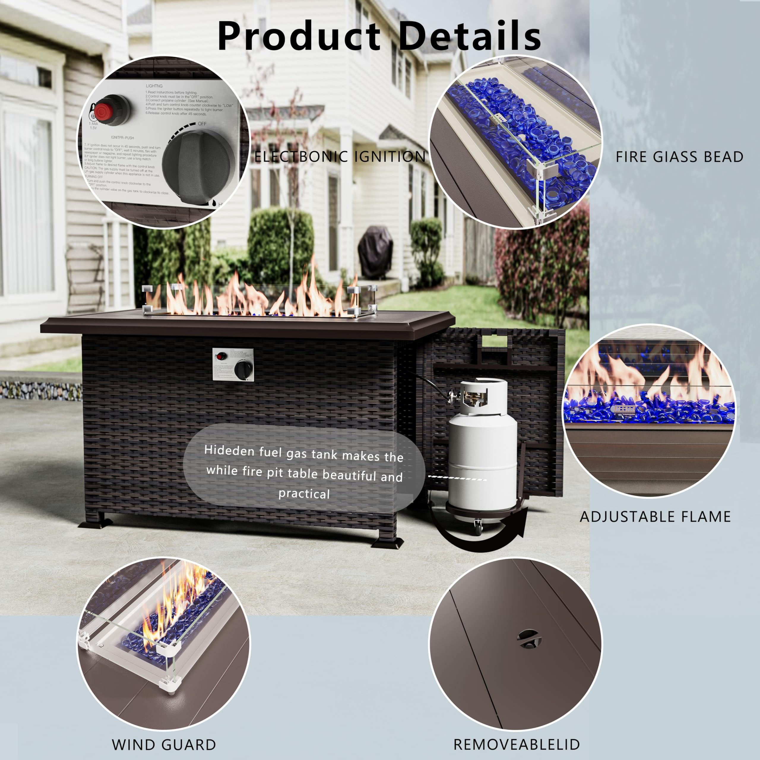 7-Piece Outdoor Patio Furniture Set with 43