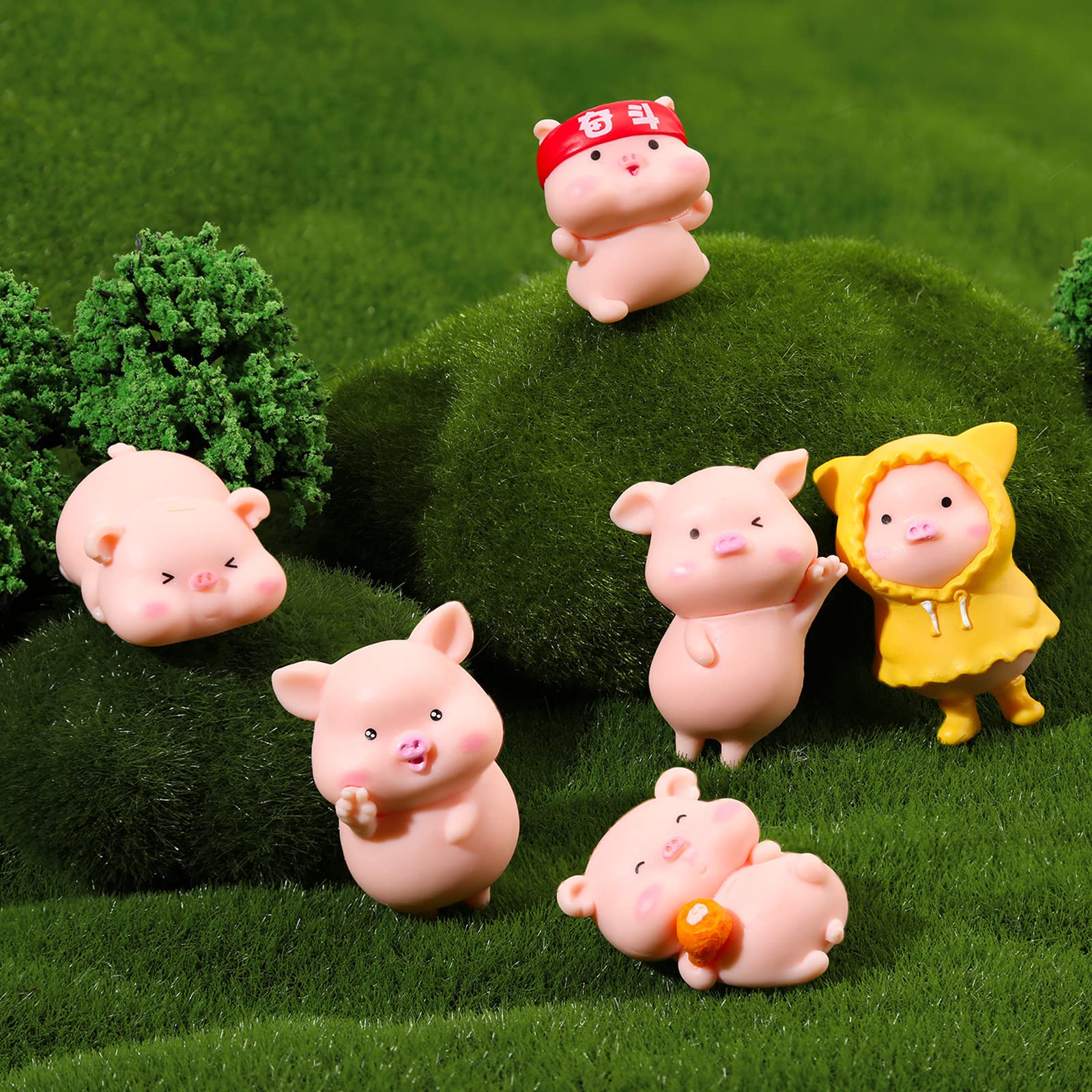 19 Pcs Mini Pig Figurines - Cute Animal Toy Set for Cake Toppers, Home Desk Decor, Birthday Party Supplies | Perfect for Farm Theme Parties, Baby Showers & DIY Crafts