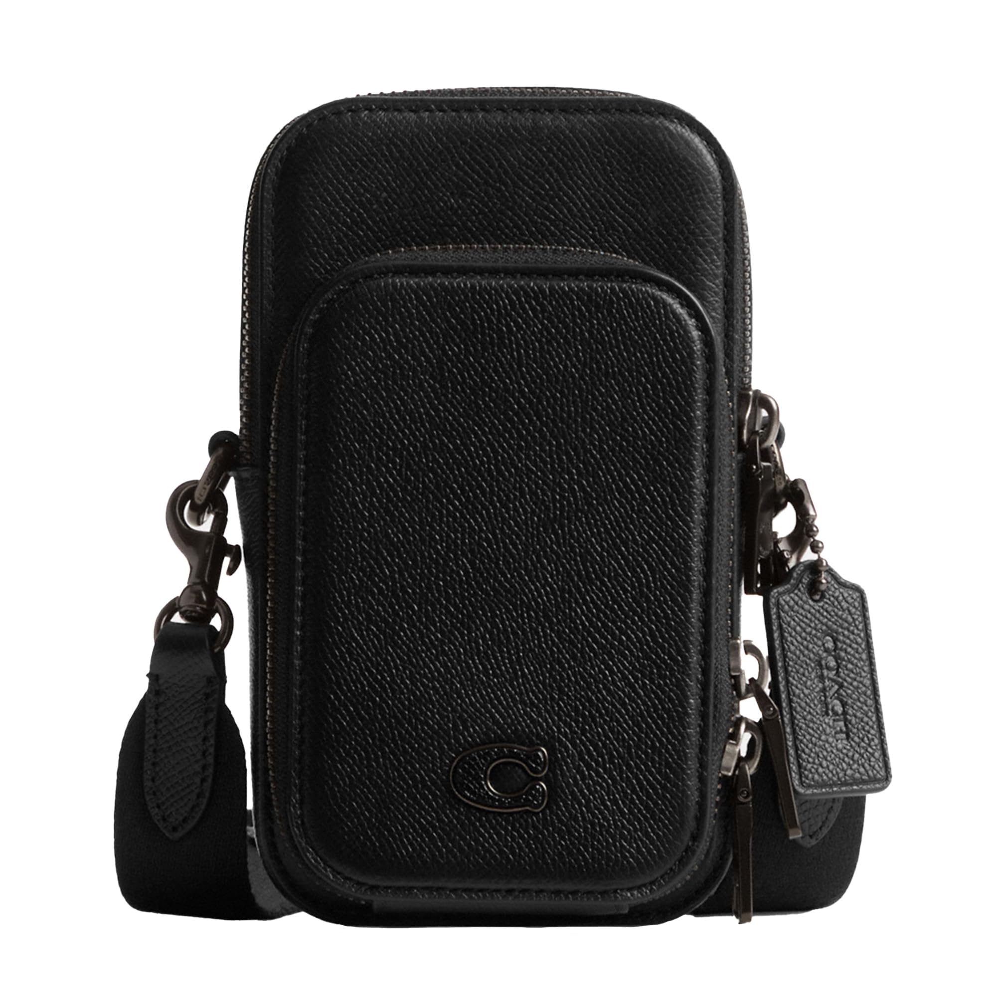 Coach Men's Crossbody Phone Bag in Durable Crossgrain Leather - Perfect for Travel, Work & Everyday Use