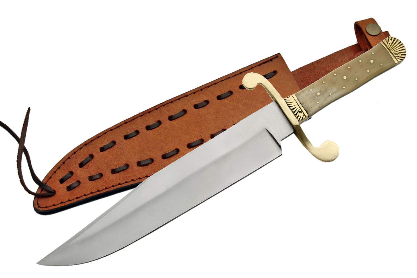 SZCO Supplies Classic Bowie Knife - High Carbon Steel Hunting & Survival Knife with Leather Sheath | Outdoor Camping, Bushcraft & Tactical Use