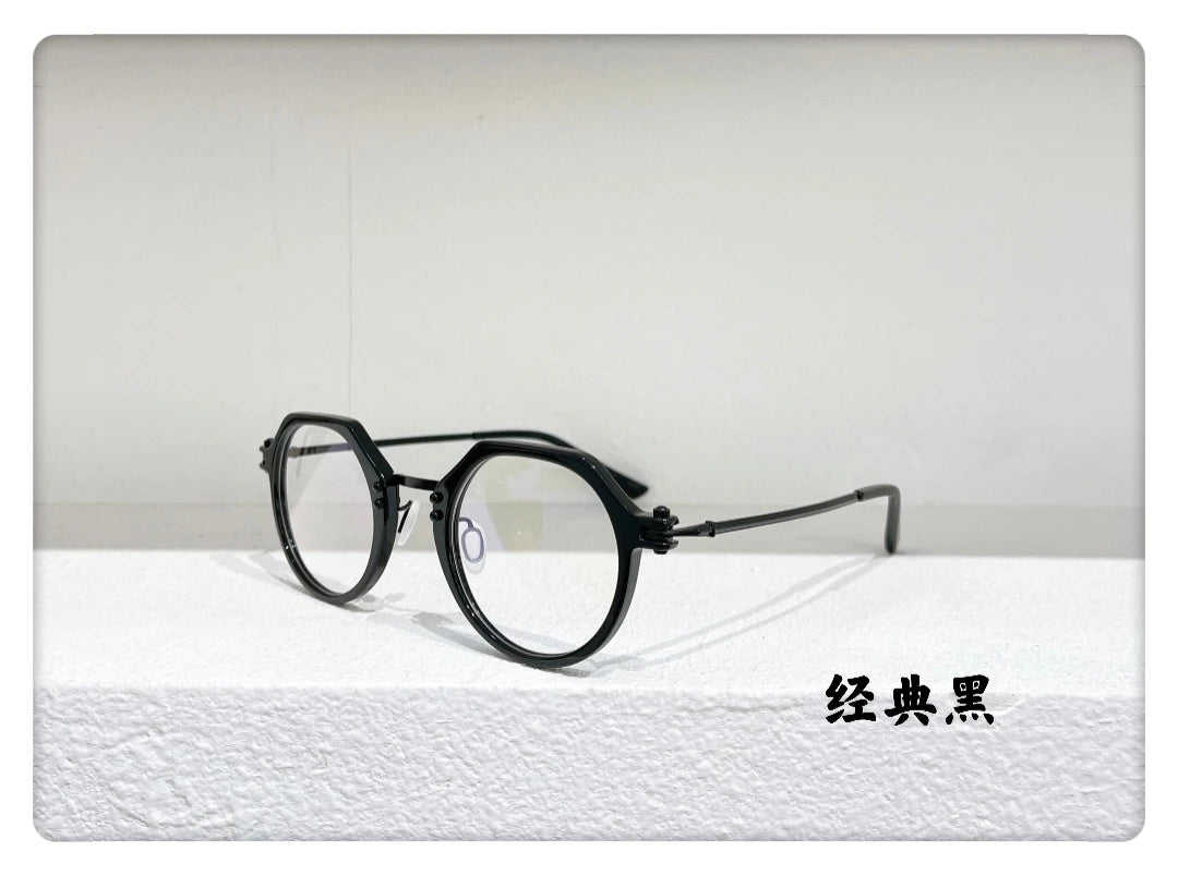 Unisex Full Rim Flat Top Round Titanium Acetate Eyeglasses 5882 - Lightweight Durable Frame for Work, Reading & Fashion | Aimee Eyewear