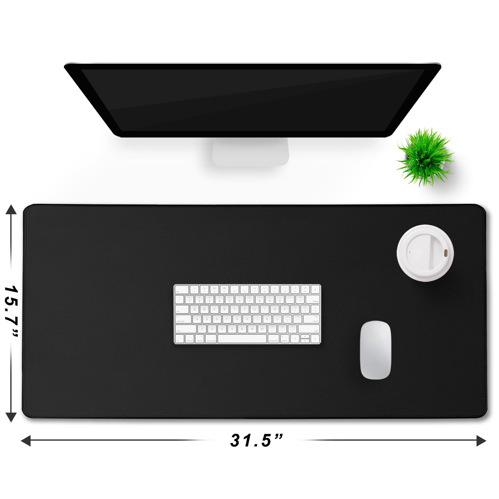 Large Gaming Mouse Pad 31.5x15.7 Inch - Extended Desk Mat with Stitched Edges, Waterproof Non-Slip Rubber Base for PC, Laptop & Office - Perfect for Esports, Work & Home Use (Black)