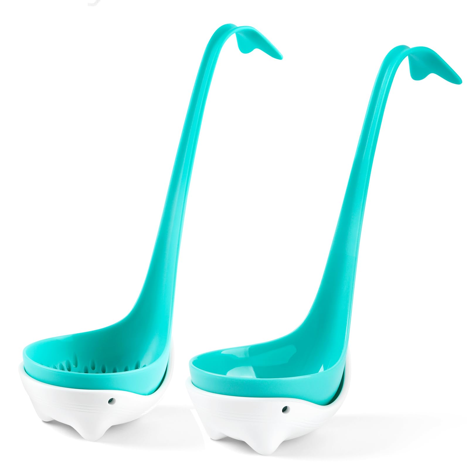 Set of 2 Whale Tail Soup Ladles with Colander - Food Grade Kitchen Utensils for Cooking & Serving Soups, Stews & Sauces - Ergonomic Handle & Hook Design - Perfect for Home Chefs & Restaurant Use