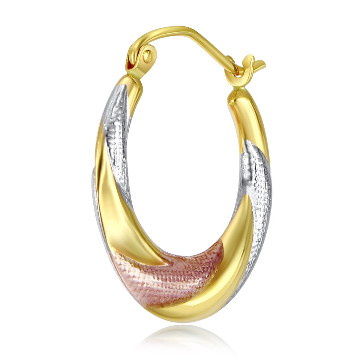 14K Tri-Color Gold Twist Hoop Earrings for Women - 20mm Fancy Dangle Earrings - Elegant Jewelry Gift for Birthday, Anniversary & Special Occasions