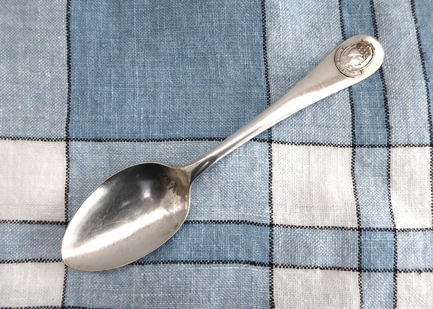 Vintage 1953 Queen Elizabeth Coronation Spoon - Silver Plated Collectible with USA Profile Finial - Perfect for Royal Memorabilia Collectors & British History Enthusiasts