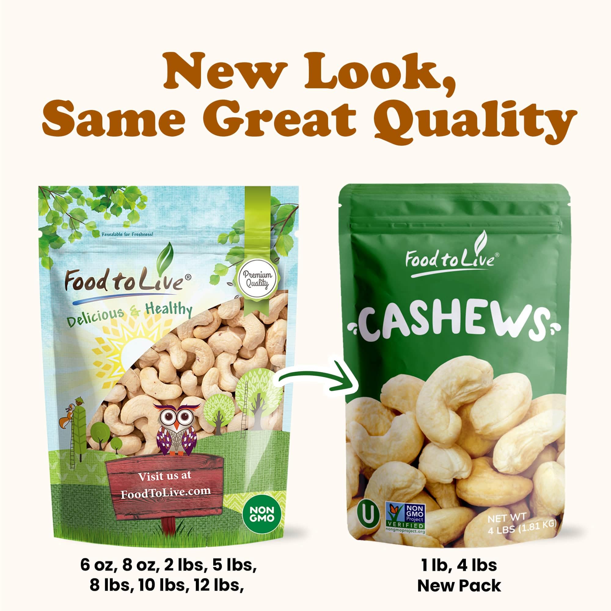 Food to Live Raw Cashews, 16 Pounds — Non-GMO Verified, Whole W-320 Size Nuts, Unsalted & Unroasted | Vegan, Kosher, Bulk Snacks for Baking, Cooking & Healthy Eating
