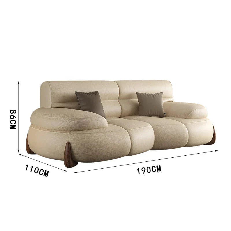 Premium Genuine Cowhide Leather Sectional Sofa Set - 7-Piece Modern Living Room Furniture for Luxury Home & Office Decor