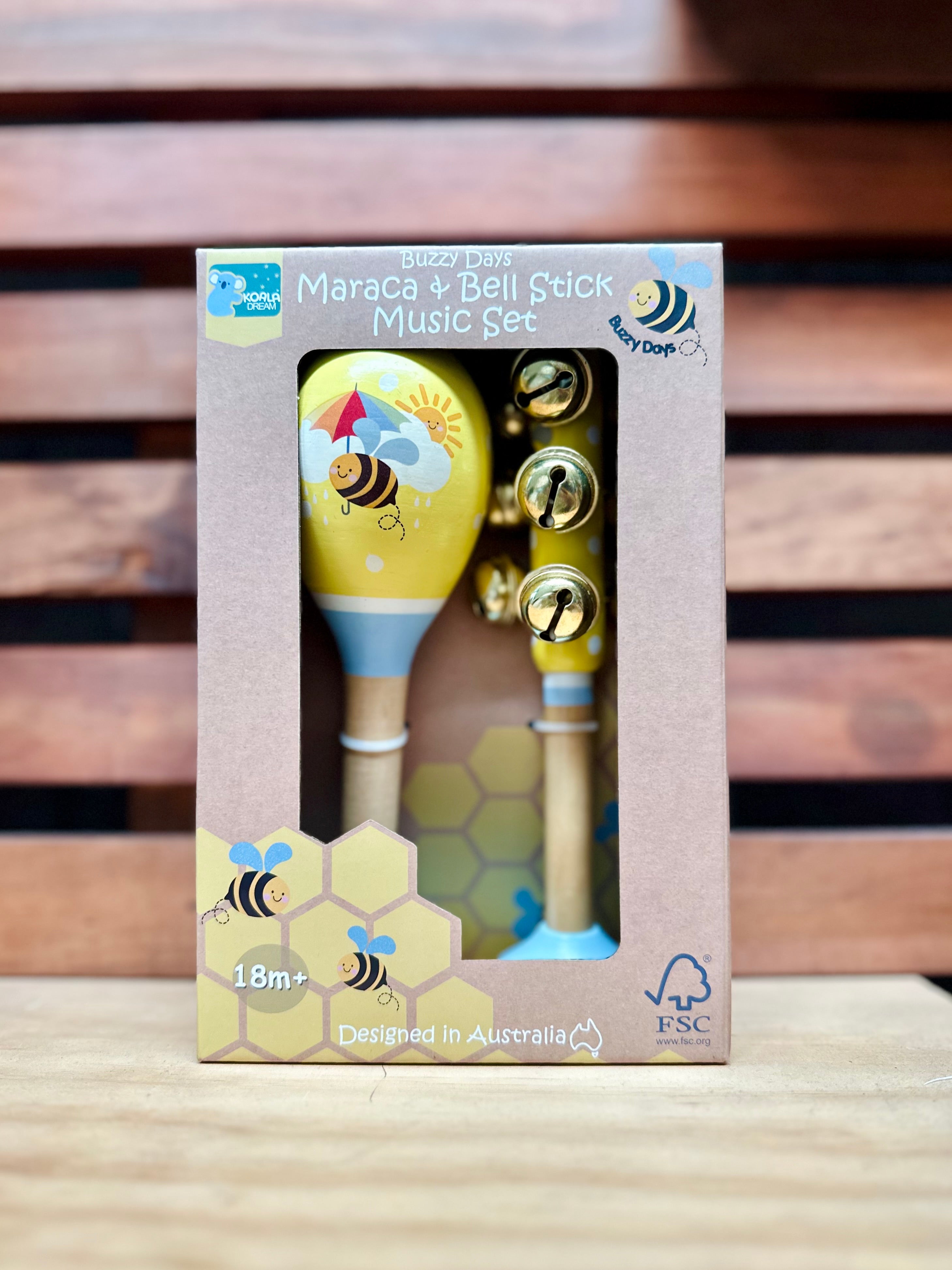 Buzzy Days Jumbo Wooden Jingle Bell Shaker & Maraca Music Set - Premium Musical Instruments for Kids & Adults - Perfect for Christmas, Classroom, Parties & Music Therapy