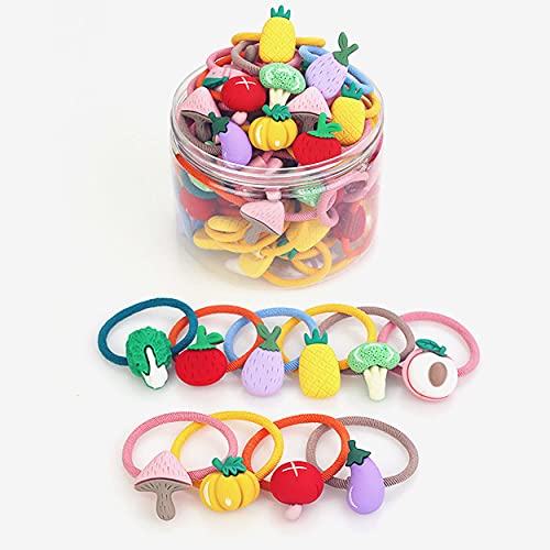 20PCS Mixed Colors Fruit & Vegetable Hairbands - Cute Hair Ties & Holders Kit with Storage Box for Girls, Teens & Kids | Perfect for School, Parties & Daily Hair Styling