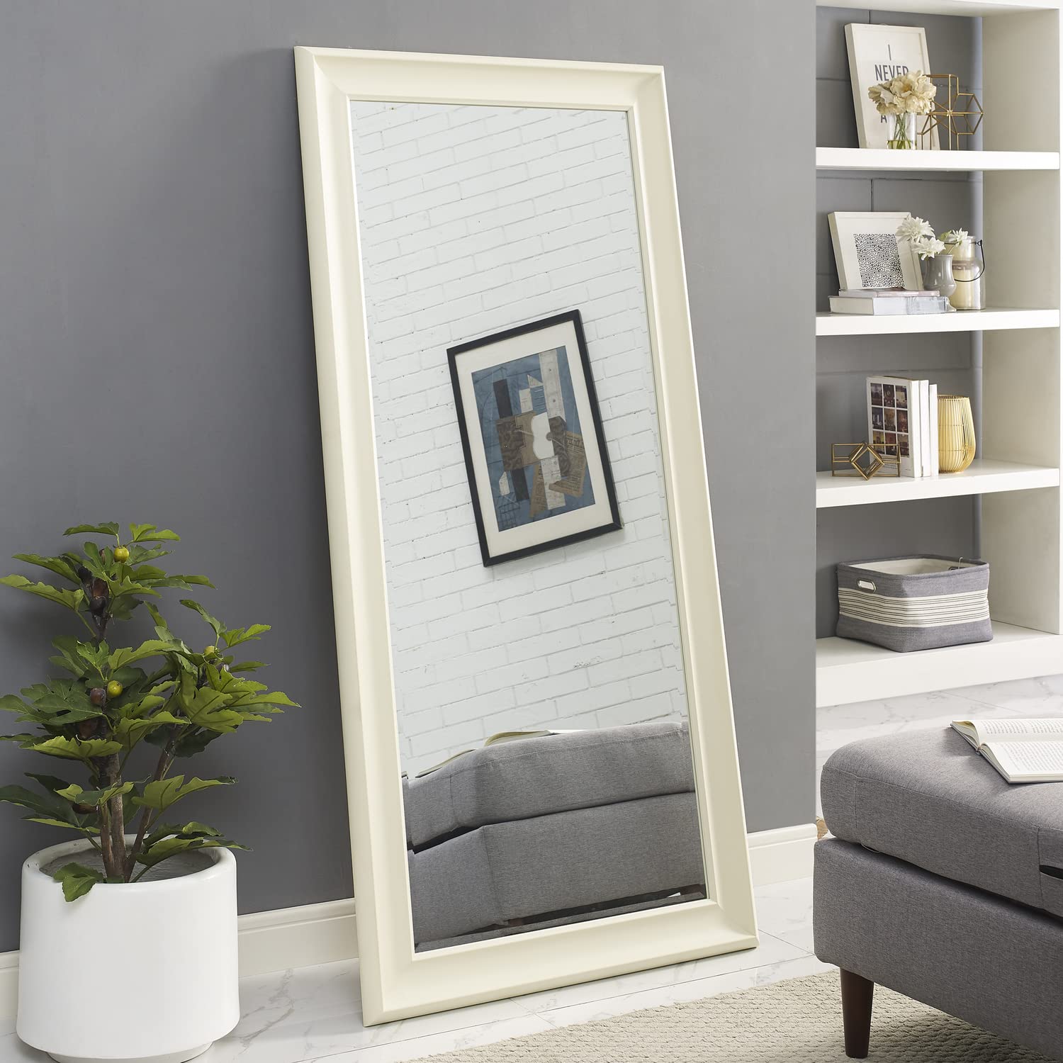 Full Length Floor Mirror with Smooth Faux Wood Frame - 72