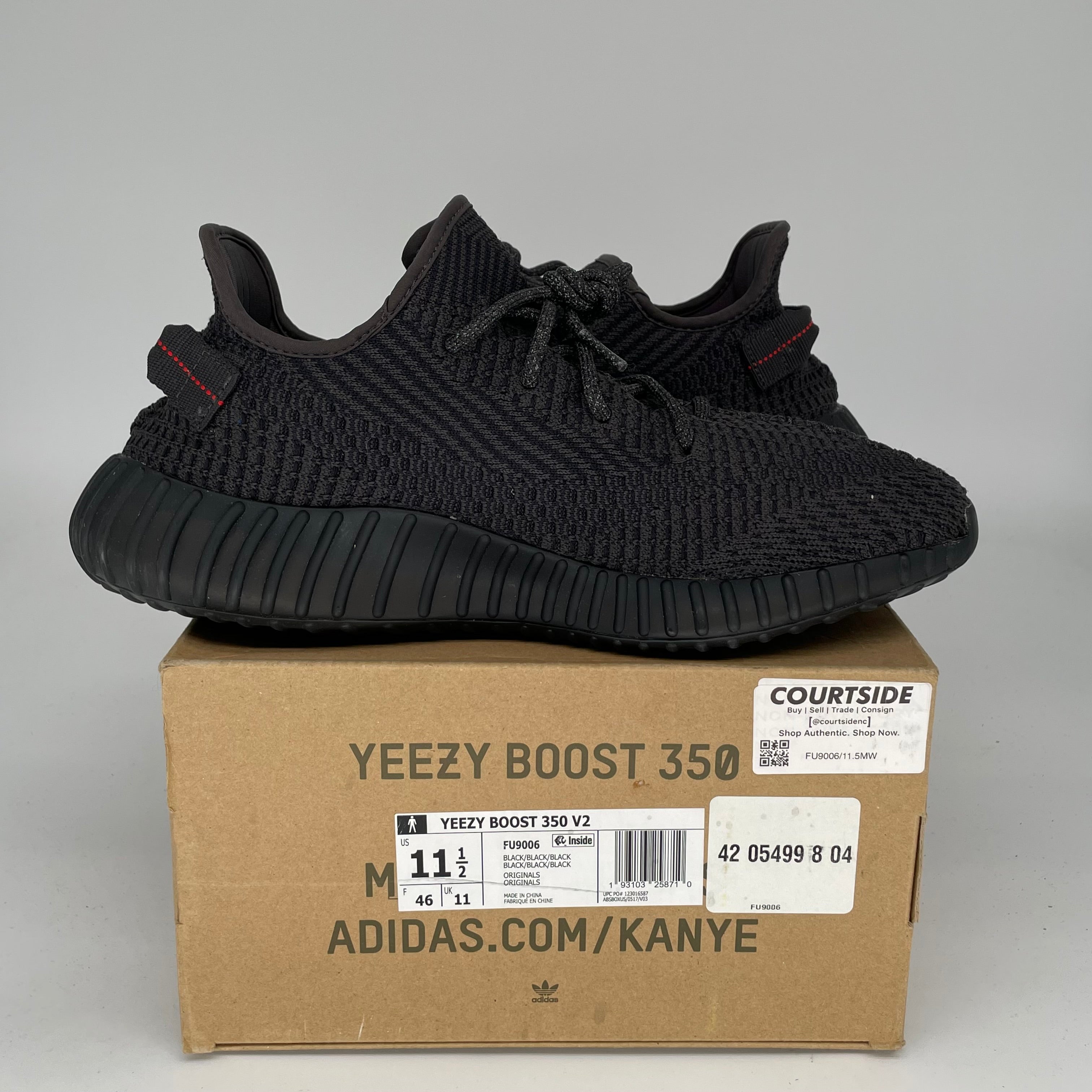 Adidas Yeezy Boost 350 V2 Black Non-Reflective Men's Running Shoes Size 11.5 - Style Code FU9006 | Perfect for Casual Wear, Gym & Street Fashion
