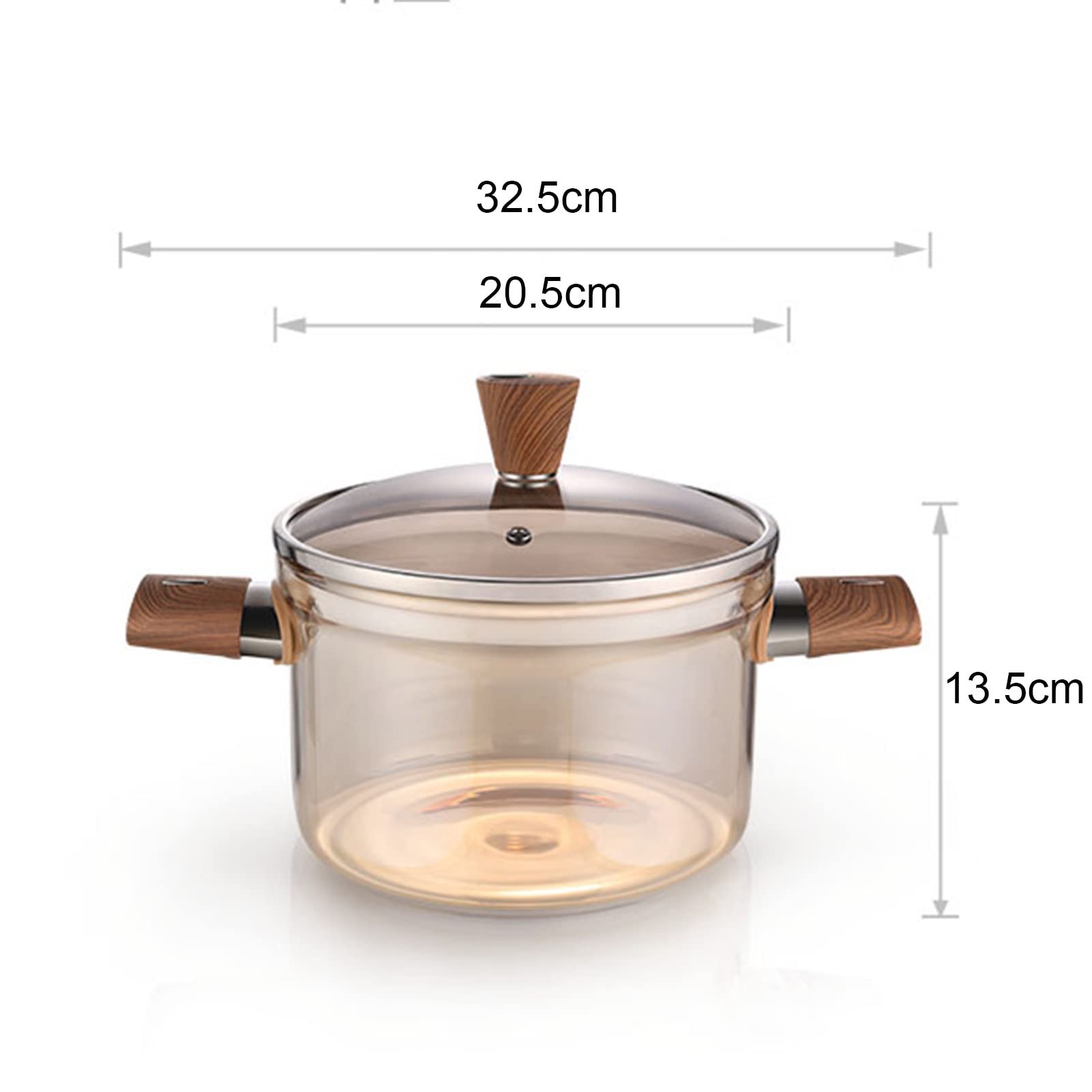 Borosilicate Glass Stew Pot with Double Ears - 32.5x20.5x13.5cm Transparent Stovetop Casserole for Cooking, Noodles & Soups - Heat-Resistant Kitchen Utensil for Home, Restaurant & Camping Use (Clear)