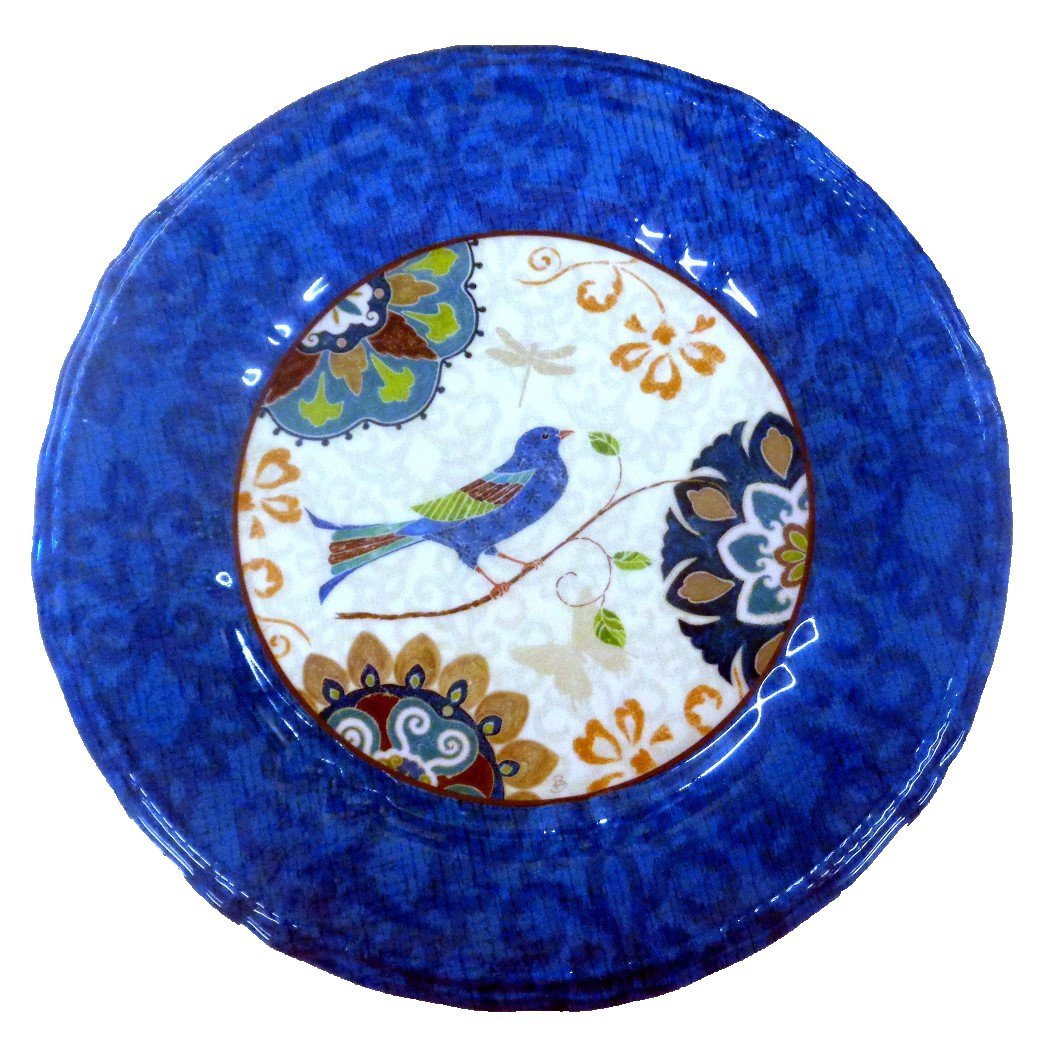 Exotic Birds Decorative Plates Set of 4 - 10.3 Inch Diameter Hand-Painted Ceramic Dinner Plates for Home Decor, Bird Lover Gifts & Unique Tableware for Dining Room, Kitchen, or Wall Display